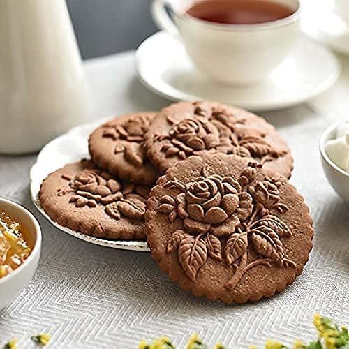 Wooden Cookie Cutter Set - Pinecone & Provence Rose Embossing Mold for Gingerbread, Biscuits | Baking Tool for Holiday Cookies, DIY Crafts & Home Decor | Christmas Baking, Wedding Favors, Gift Making