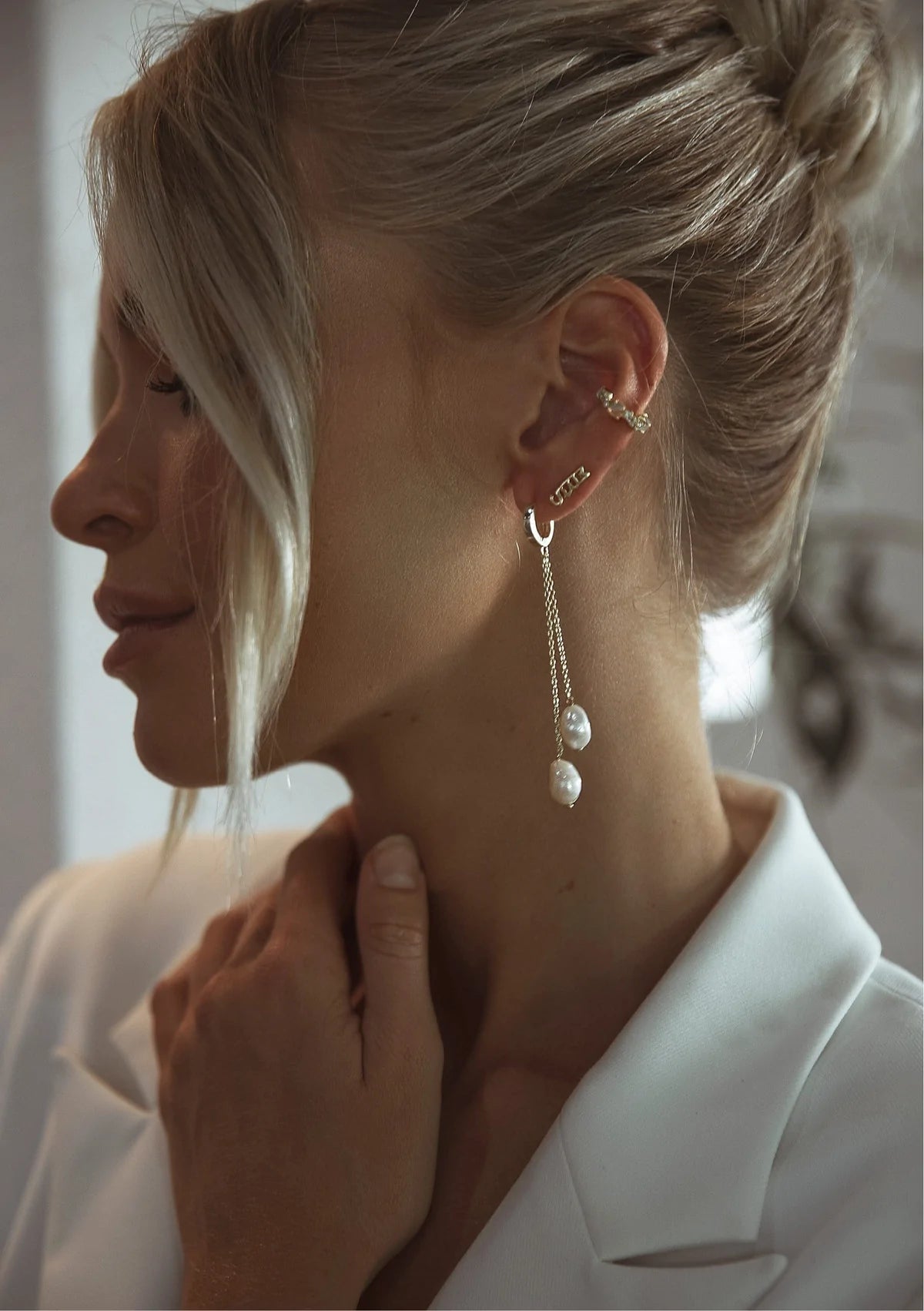 Lola Knight Carla Pearl Hoop Earrings - 18K Gold Plated Dainty Elegant Jewelry for Women, Perfect for Weddings, Parties & Everyday Wear