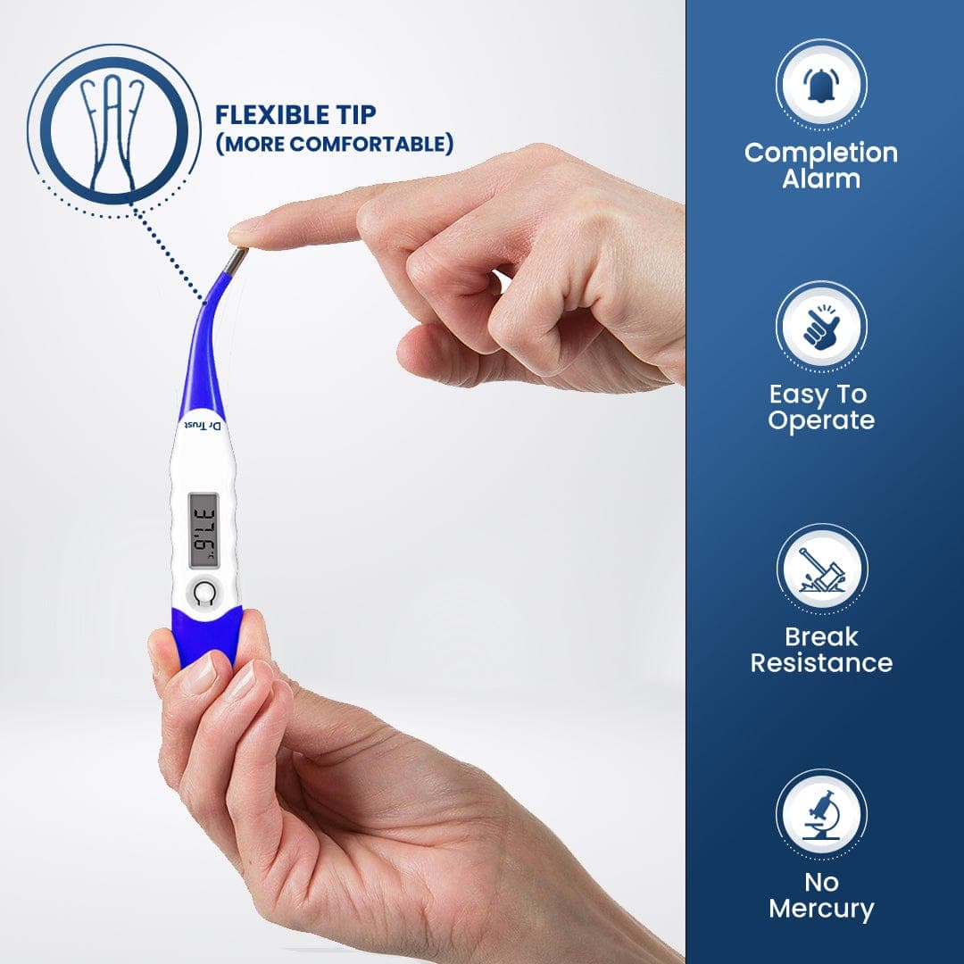 Dr Trust USA Digital Thermometer with Flexible Tip - Fast & Accurate Fever Check for Adults, Kids & Babies - Perfect for Home, Clinic & Travel Use