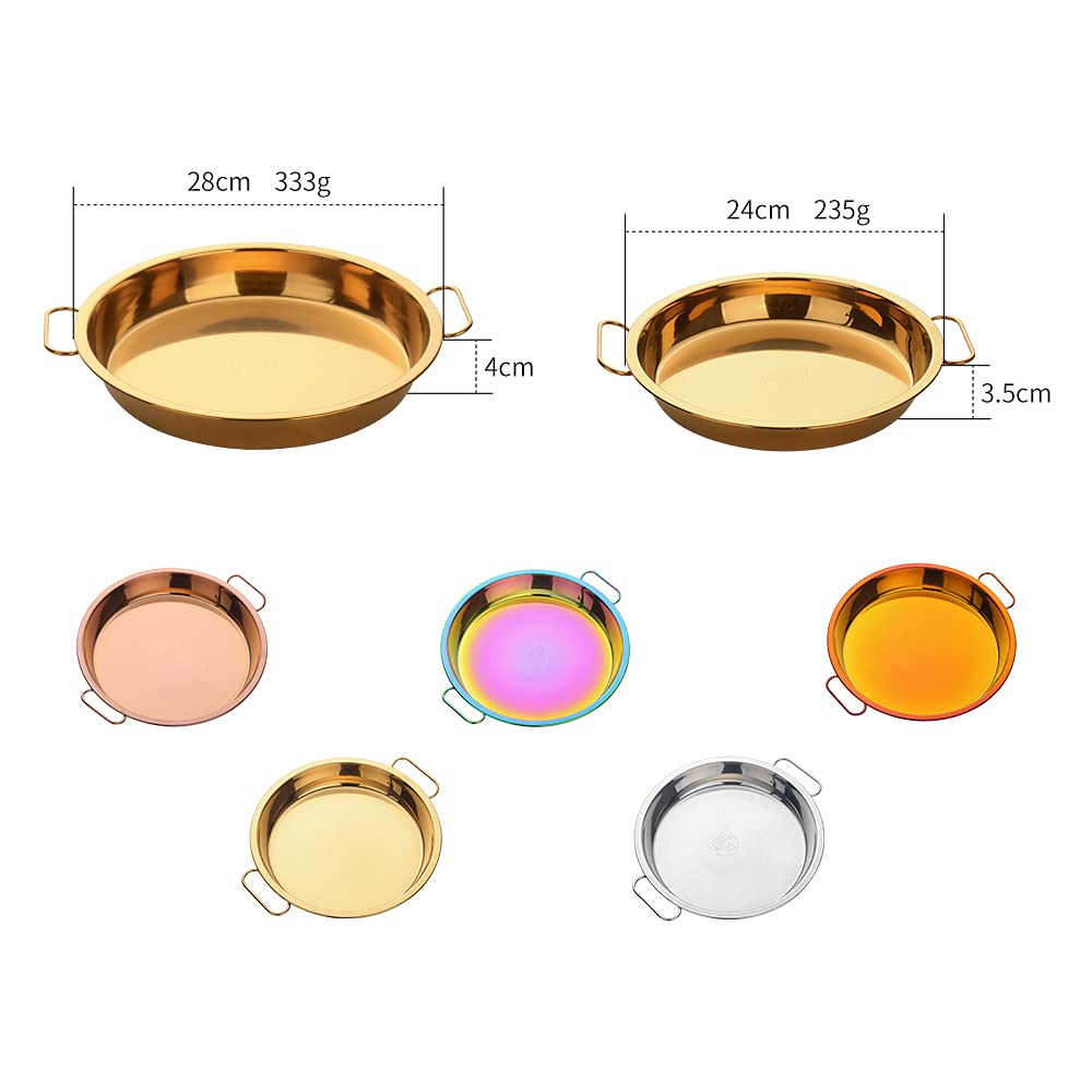 11 Inch Stainless Steel Rainbow Serving Tray with Handle - Cake, Bread, Fruit & Steak Dish for Kids, BBQ Grill Plate, Elegant Dinner Plates - Perfect for Parties, Picnics & Family Gatherings