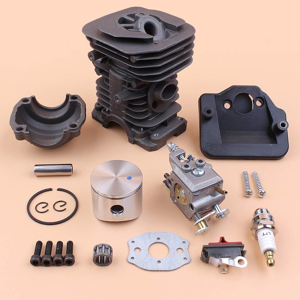 40mm Cylinder Piston Pan Screws Carburetor Carb Kit - Compatible with Husqvarna 142 141 137 136 Chainsaw - Engine Rebuild Set for Chainsaw Maintenance & Repair - Perfect for DIY Chainsaw Tune-Ups & Engine Overhauls