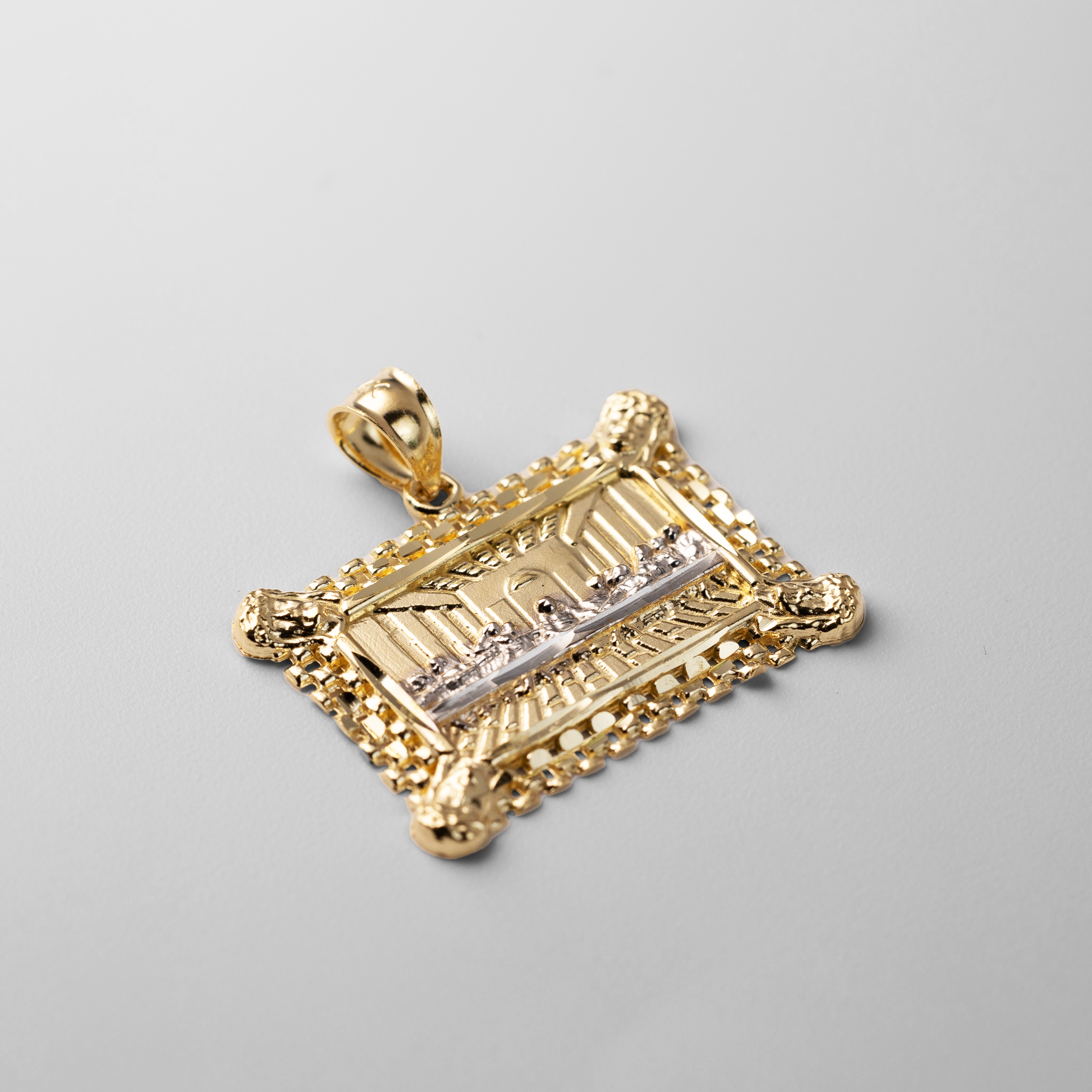 Gold Last Supper Rectangular Pendant PT2769 - Religious Jewelry Gift for Men & Women - Perfect for Baptism, Confirmation & Christian Events