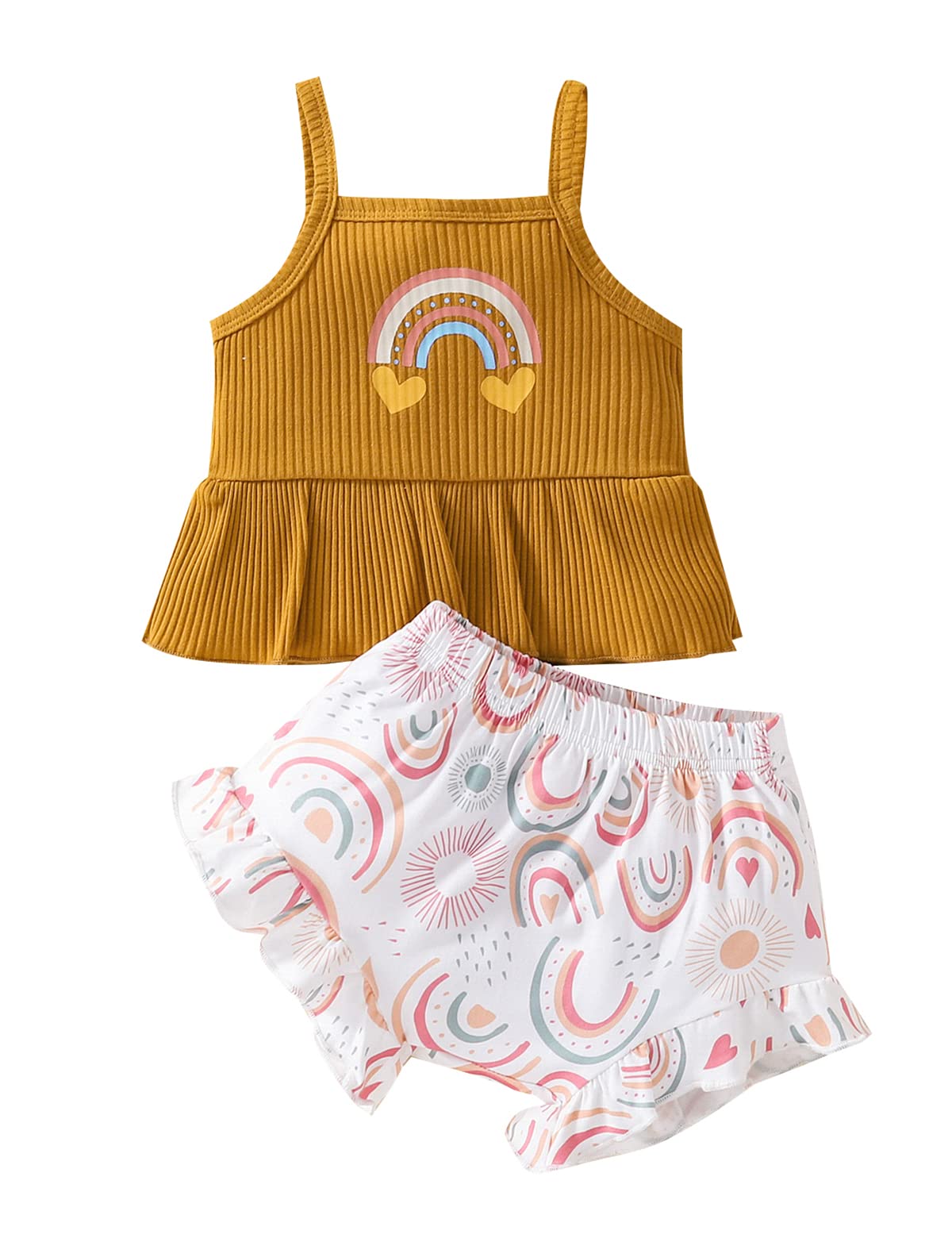 Detigee Baby Girl Summer Clothes - Cute Rainbow Outfit for Infant & Toddler Girls | Perfect for Beach, Park & Family Photos