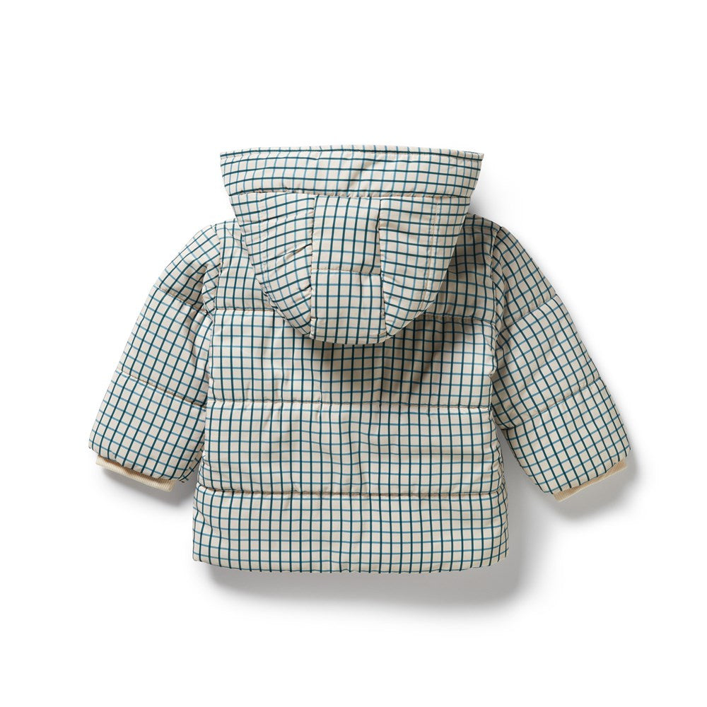 Stylish Fern Check Puffer Jacket for Women - Winter Warm Quilted Coat with Stand Collar - Perfect for Outdoor Activities, Travel & Casual Wear