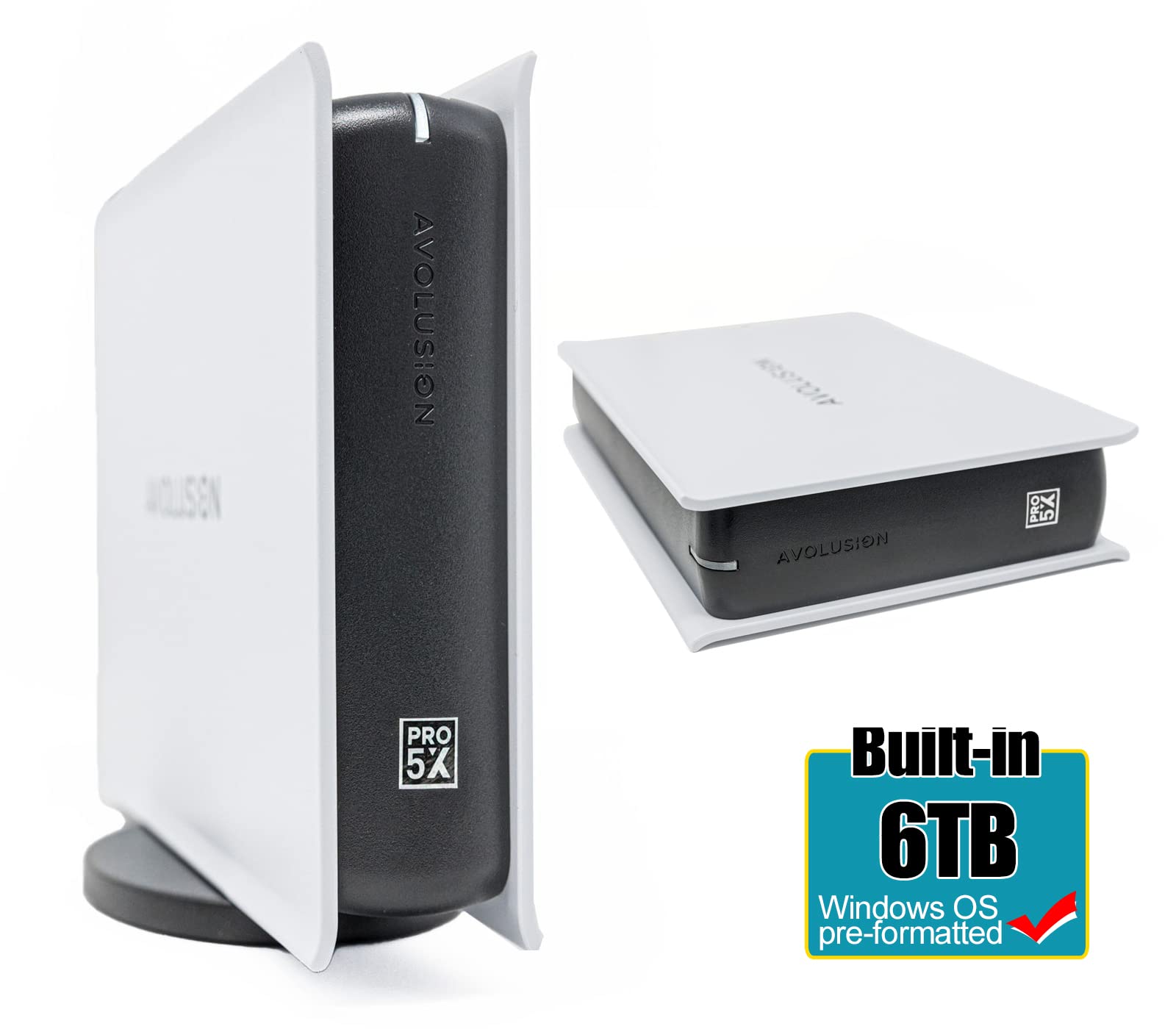 Avolusion PRO-5X Series 6TB USB 3.0 External Hard Drive for Windows PC & Mac - High-Speed Data Storage for Desktop, Laptop, Gaming & Backup (Renewed with 2-Year Warranty, White) - Perfect for Home Office, Work Files, Media Storage & Computer Backup Solutions