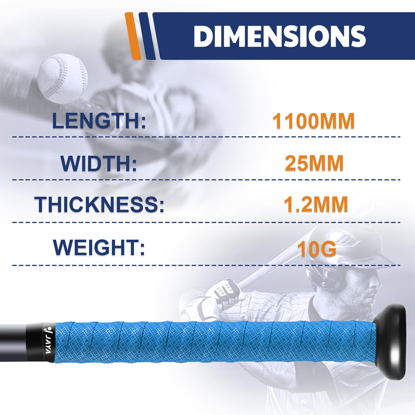 JAYA Bat Grip Tape - 1.2mm Anti-Slip Baseball Bat Handle Wrap with Full Adhesive Back (Set of 2) - Professional Batting Tape for Baseball, Softball & Cricket | Perfect for Enhanced Grip and Control During Games & Practice