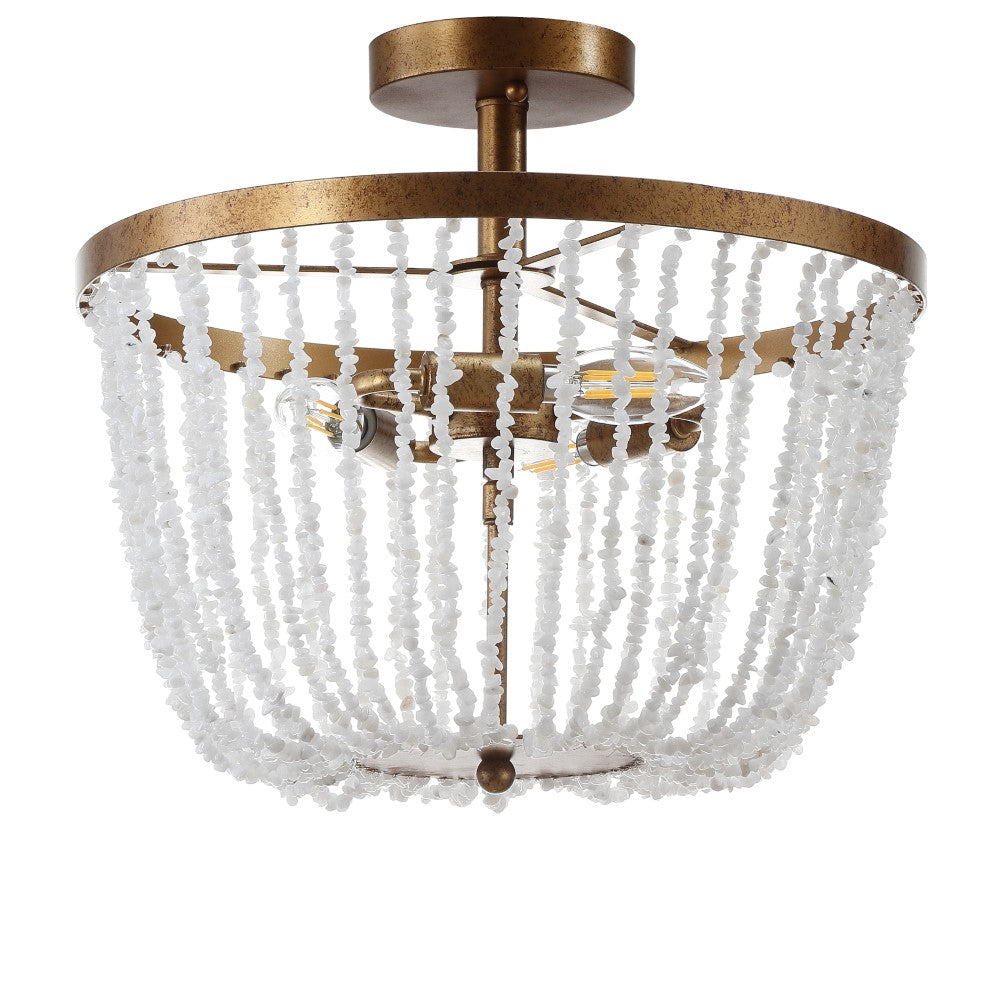 Georgian 15 Stone/Metal LED Flush Mount Ceiling Light - Modern Crystal Chandelier for Living Room, Bedroom & Dining Room Lighting