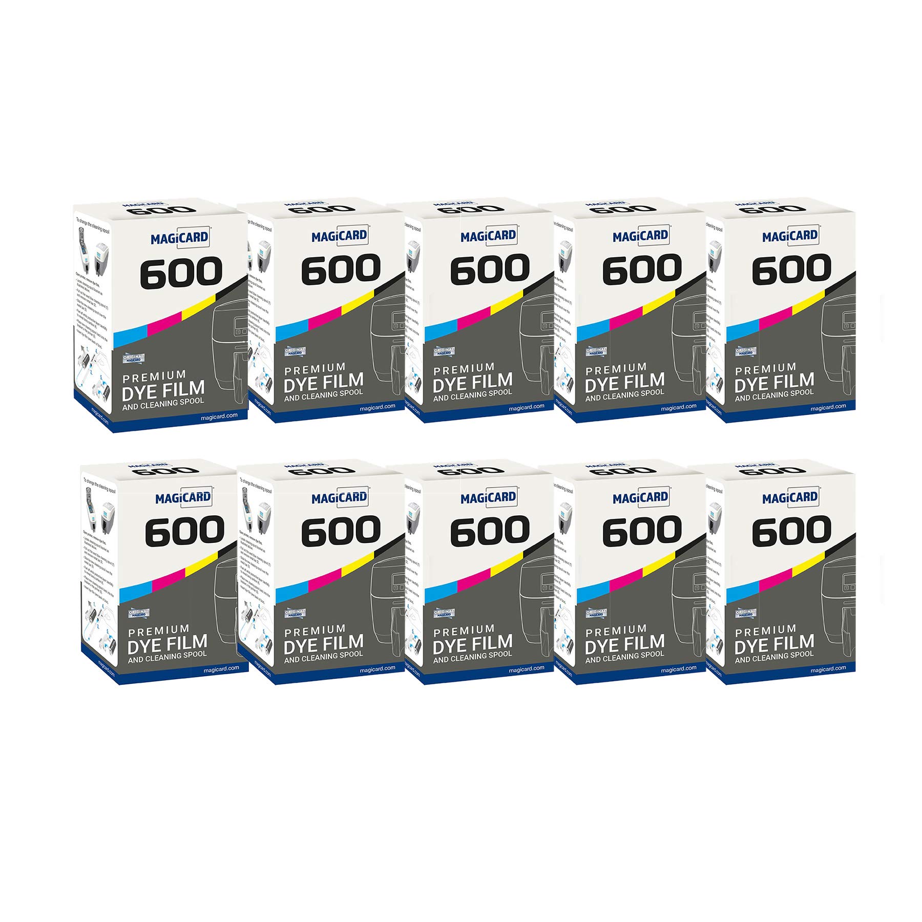 Bodno 10-Pack Magicard 600 Printer MB250YMCKOK Color Ribbon Cartridge - YMCKOK for 250 Prints with Software Demo Card | Compatible with ID Card Printers, Badge Printing, Security Access Systems
