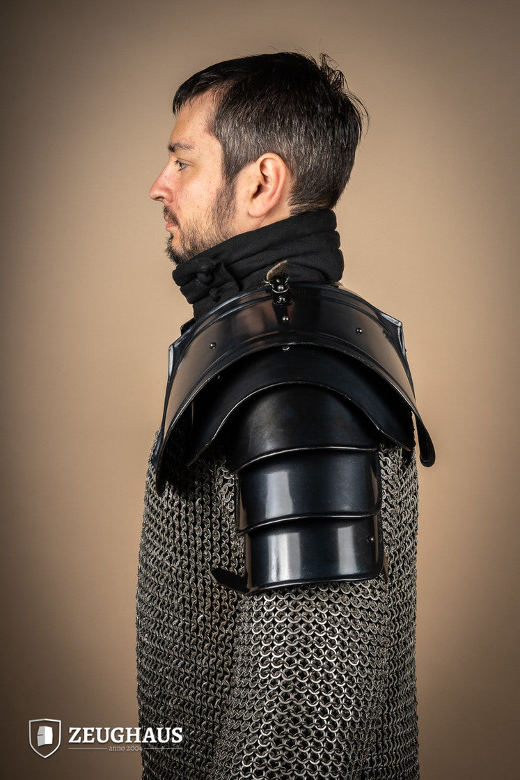 Medieval Pauldrons for Warriors - Burnished Steel Shoulder Armor for LARP, Cosplay & Renaissance Fairs | Authentic Knight Costume Accessory