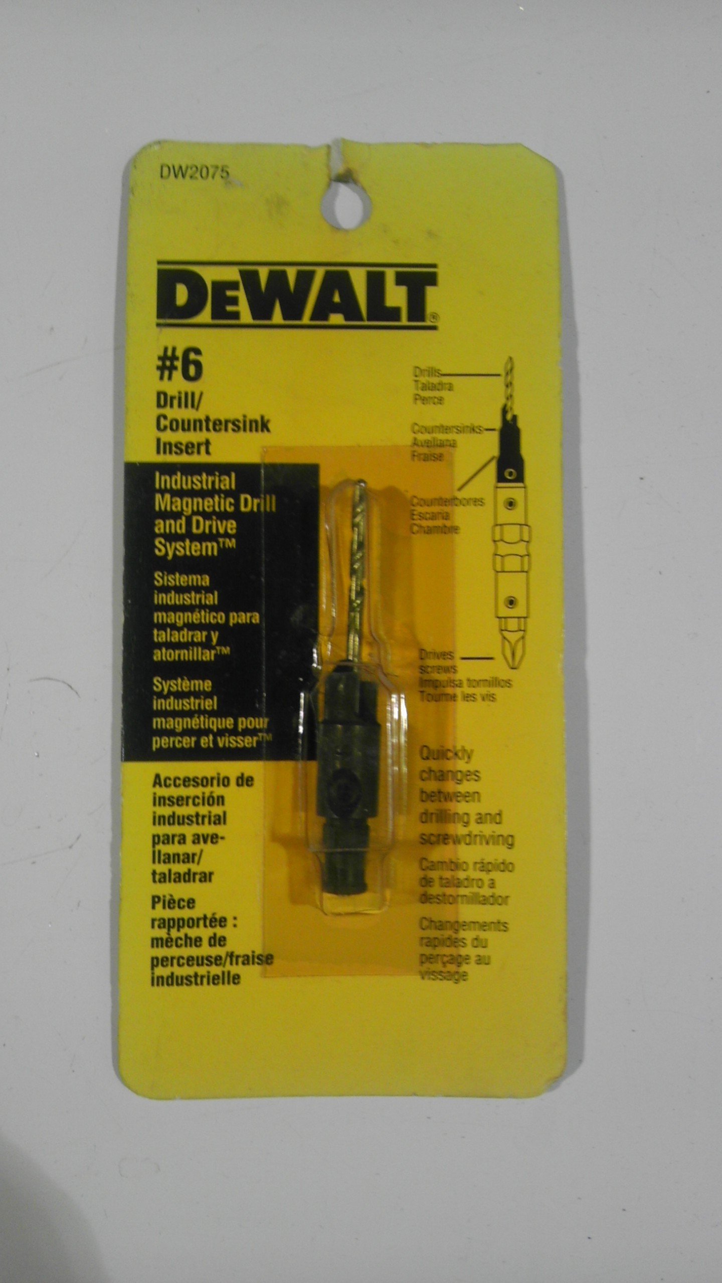 DEWALT DW2075 #6 Drill and Countersink Bit Replacement for DW2070 & DW2090 Pre-Drill Systems - Perfect for Woodworking, Cabinetry, and DIY Projects