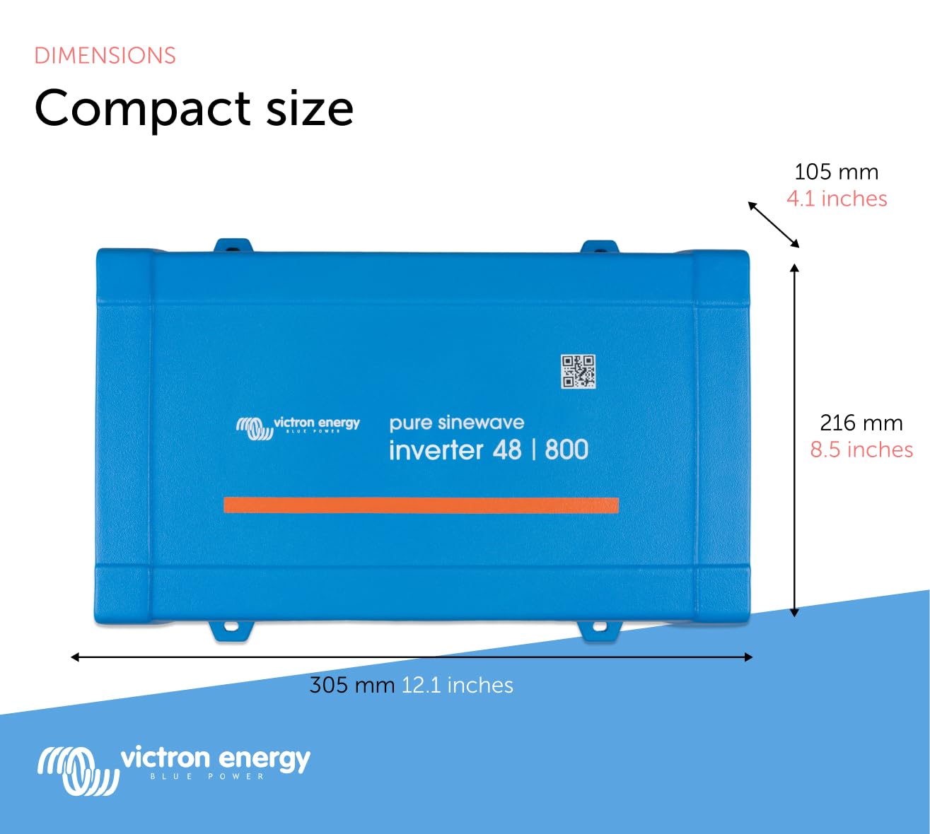 Victron Energy 800VA 48V to 120V Pure Sine Wave Power Inverter for Solar Systems, RVs & Off-Grid Applications
