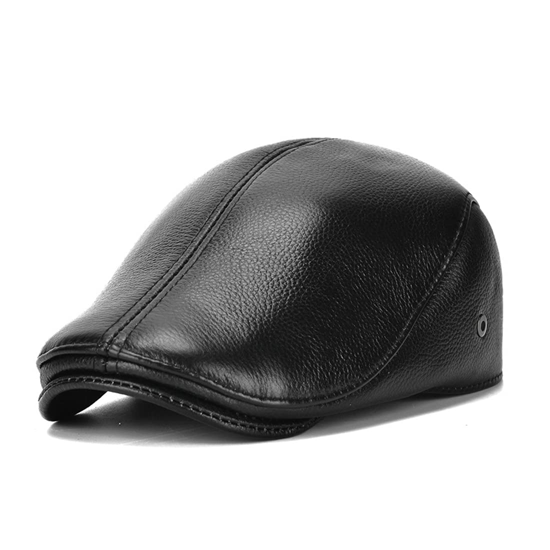 Genuine Cowhide Leather Men's Flat Cap with Ear Flaps - Duckbill Newsboy Hat for Winter, Windproof & Warm - Perfect for Outdoor Activities, Hunting, and Cold Weather Fashion