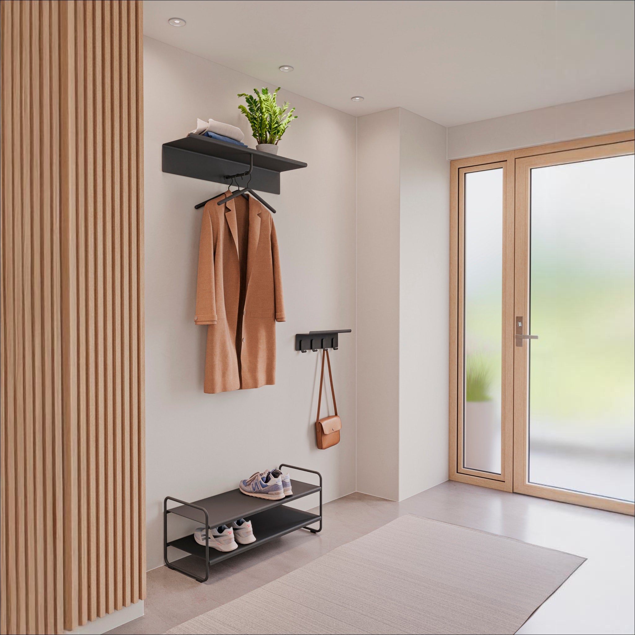 ZONE DENMARK 80cm Black Shoe Rack - Space Saving Entryway Organizer for Shoes, Boots & Sneakers | Perfect for Hallway, Closet & Apartment Storage