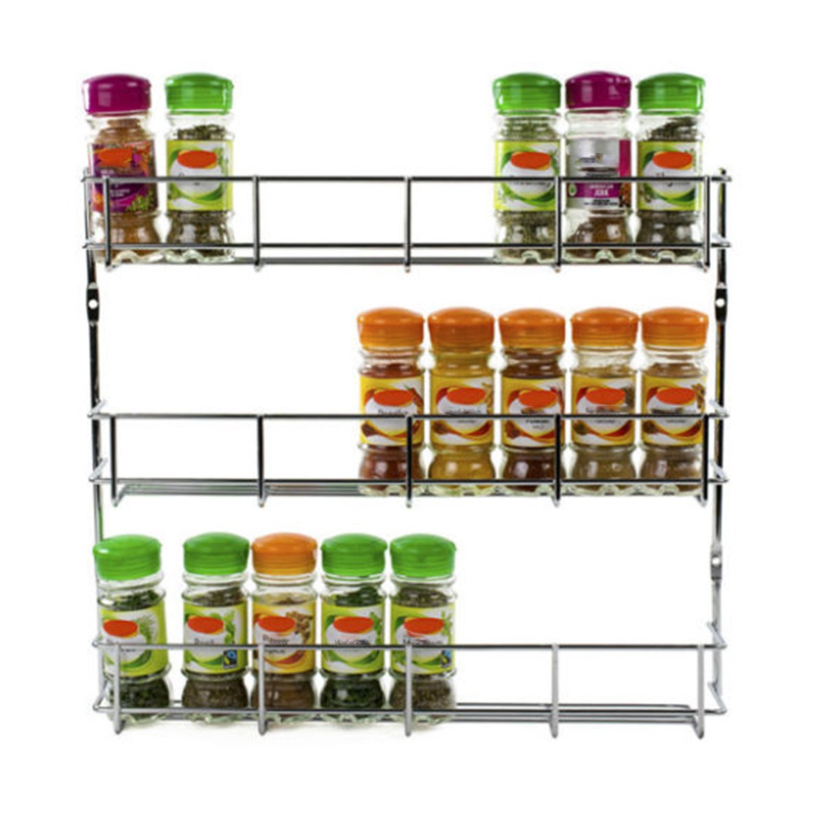 GGGarden 3-Tier Wall Mounted Spice Rack - Space Saving Kitchen Cabinet Organizer for Spices, Condiments & Pantry Items - Perfect for Small Kitchens, Countertops & Pantry Storage