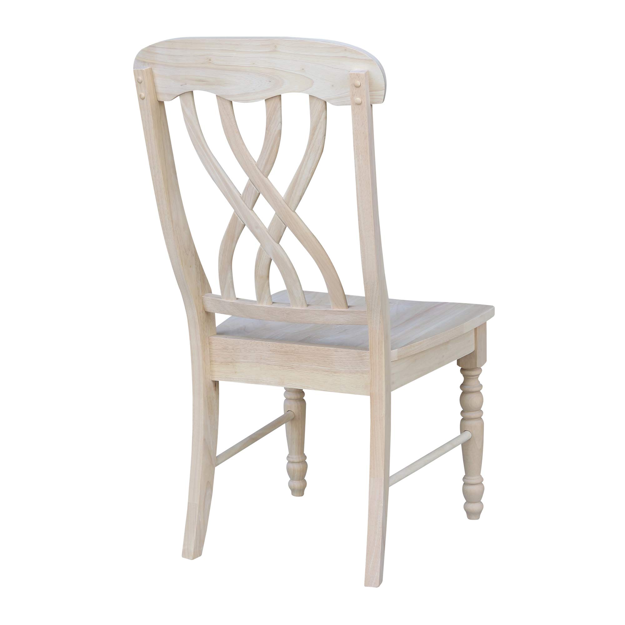 IC International Concepts Latticeback Chairs - Unfinished Wooden Dining Chairs Set of 2 - Rustic Farmhouse Kitchen Furniture for Home & Restaurant Decor