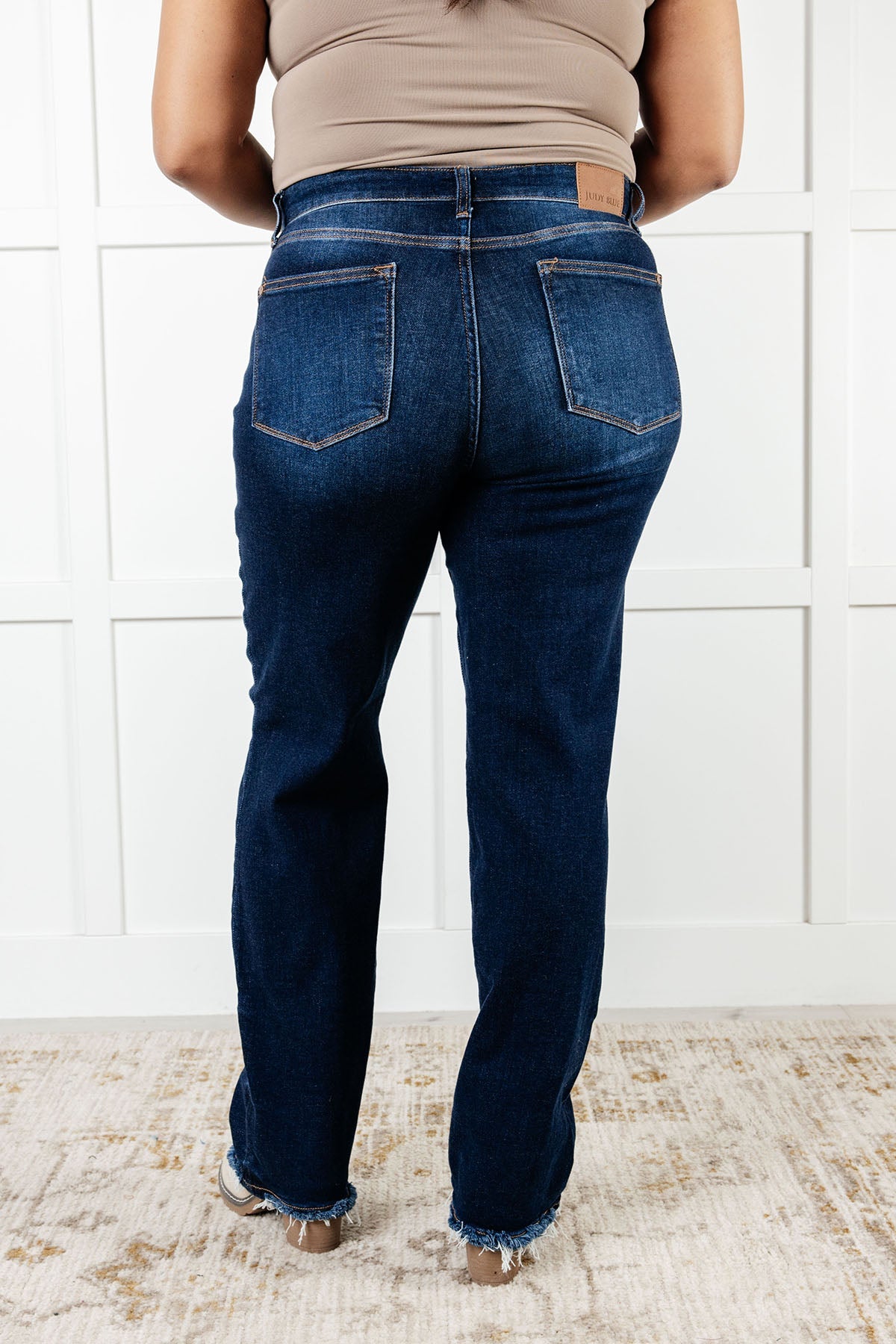Jacqueline Mid Rise Frayed Hem Straight Leg Jeans for Women | Comfortable Denim Pants | Perfect for Casual Wear, Office Outfits & Weekend Style