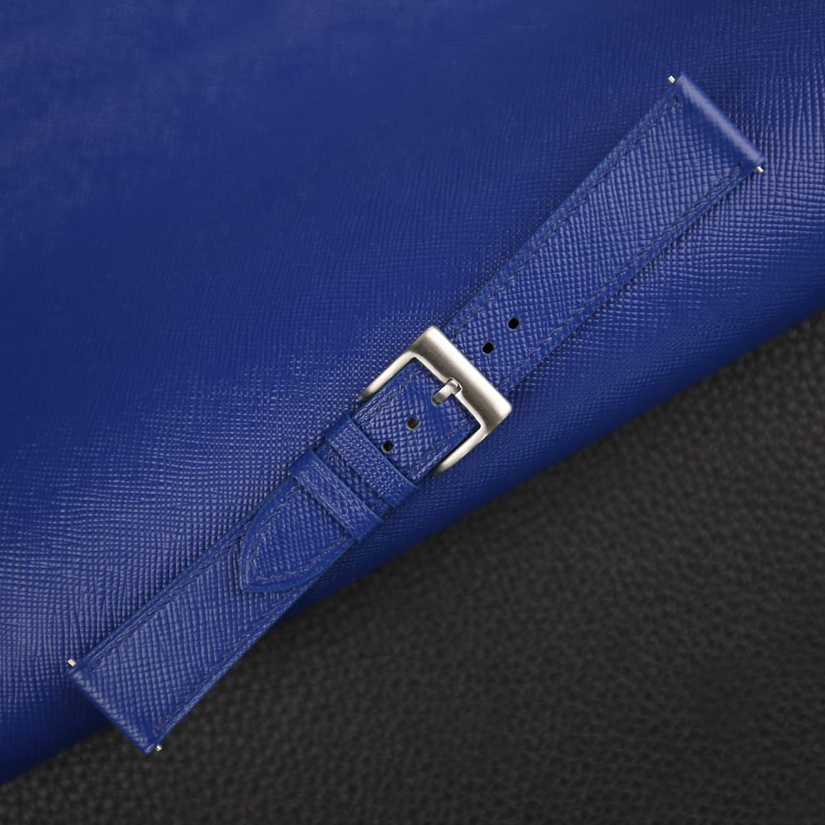 Handmade Classic Saffiano Leather Watch Band - Quick Release Replacement Strap 16mm 18mm 19mm 20mm 22mm for Men & Women (Blue) | Perfect for Apple Watch, Samsung Galaxy & Smart Watches | Dress, Casual & Business Wear Accessory