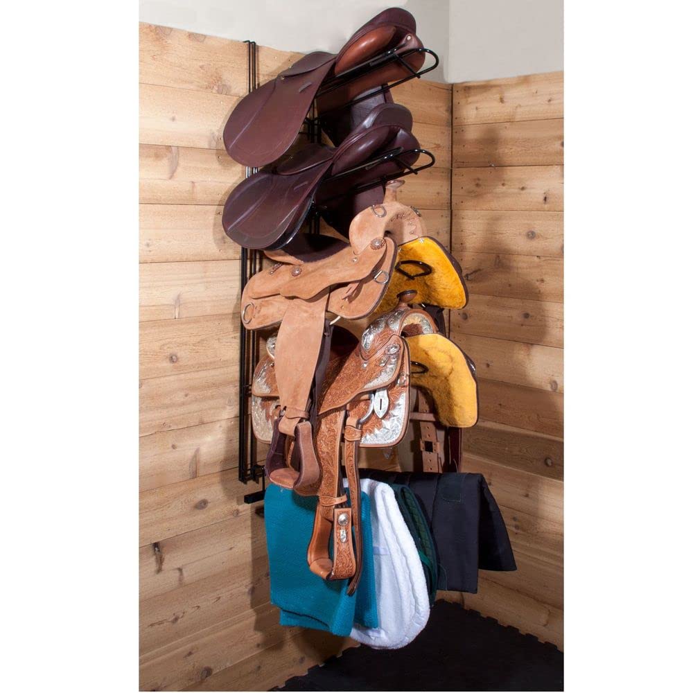 5-Tier Interchangeable Saddle Rack System for Horses - Heavy Duty Steel Tack Room Organizer with 5-Year Warranty | Customizable Storage Solution for Western, English & Trail Riding Equipment | Perfect for Barns, Stables & Equestrian Centers