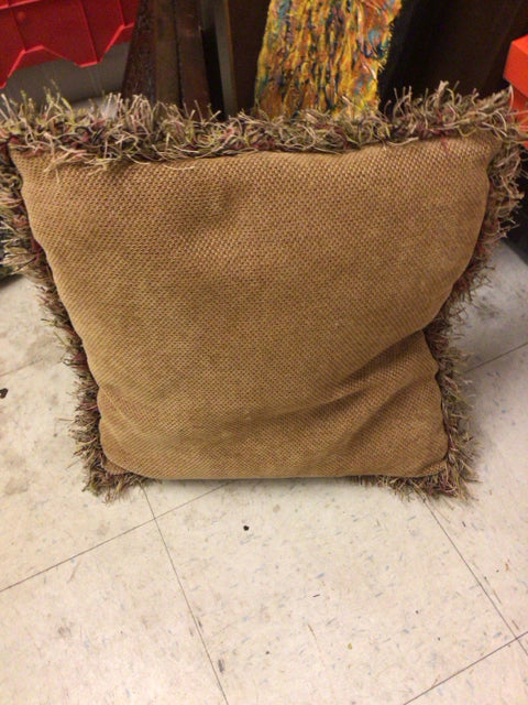 Tan Center Fringe Pillow - Boho Chic Decorative Throw Pillow for Living Room, Bedroom & Nursery | Soft & Stylish Home Decor Accent