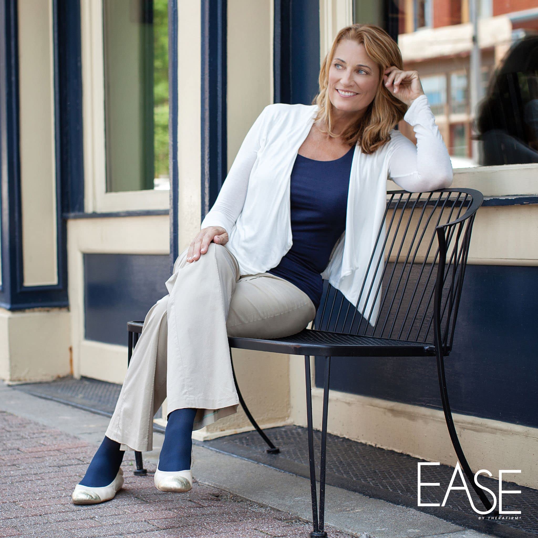 Ease Opaque Women's Support Thigh High Stockings - 15-20mmHg Mild Compression Nylons for Varicose Veins & Swelling Relief - Perfect for Work, Travel & Everyday Comfort
