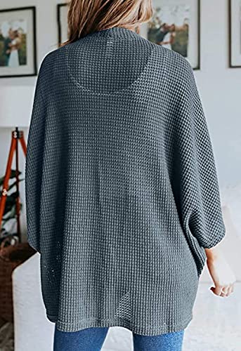 Women's Lightweight Waffle Knit Cardigan - 3/4 Batwing Sleeve Open Front Sweater | Casual Beach Cover Up, Spring Layering Essential