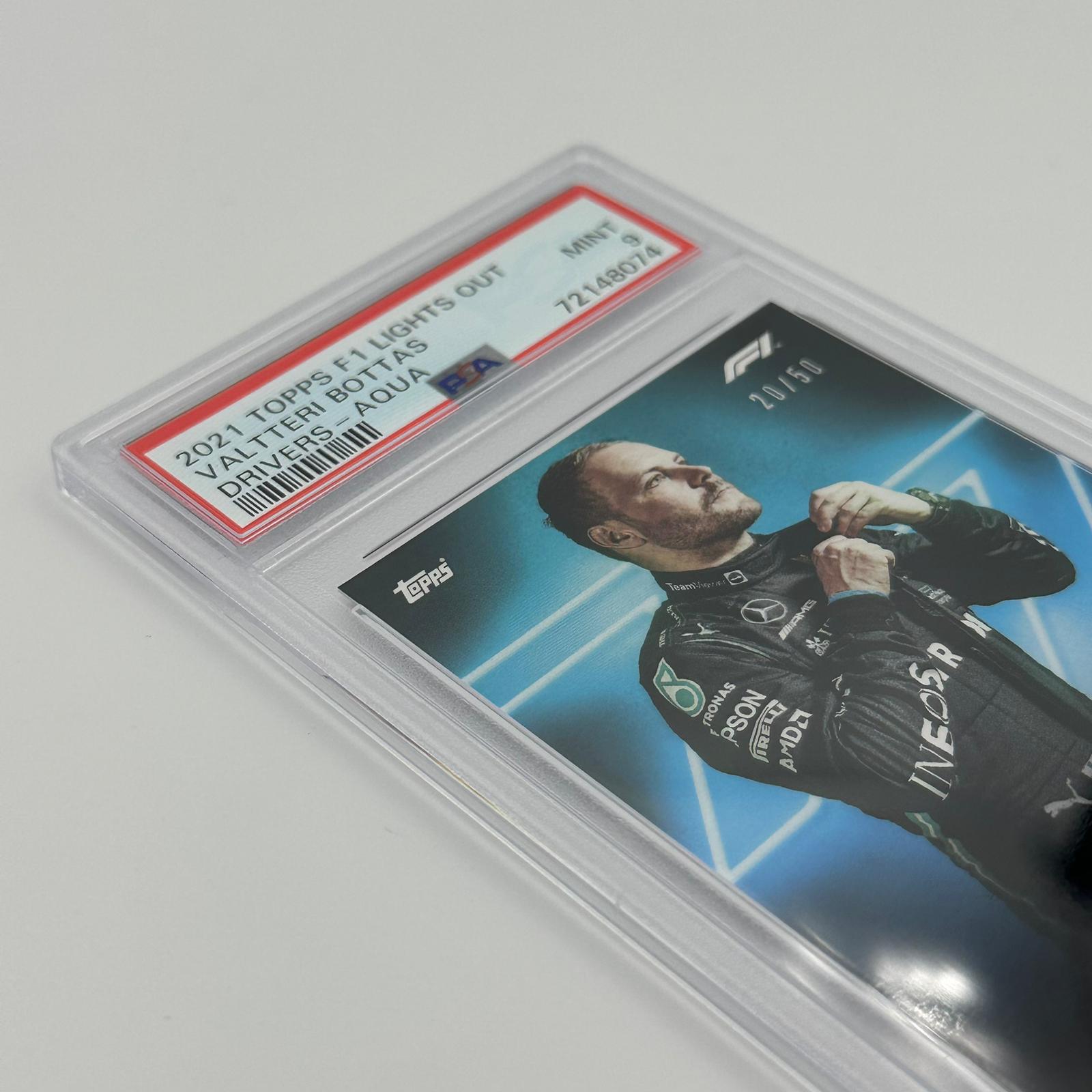 PSA 9 Graded 20/50 Valtteri Bottas F1 Drivers Card - Aqua Parallel - Rare Collectible for Motorsport Fans & Trading Card Enthusiasts