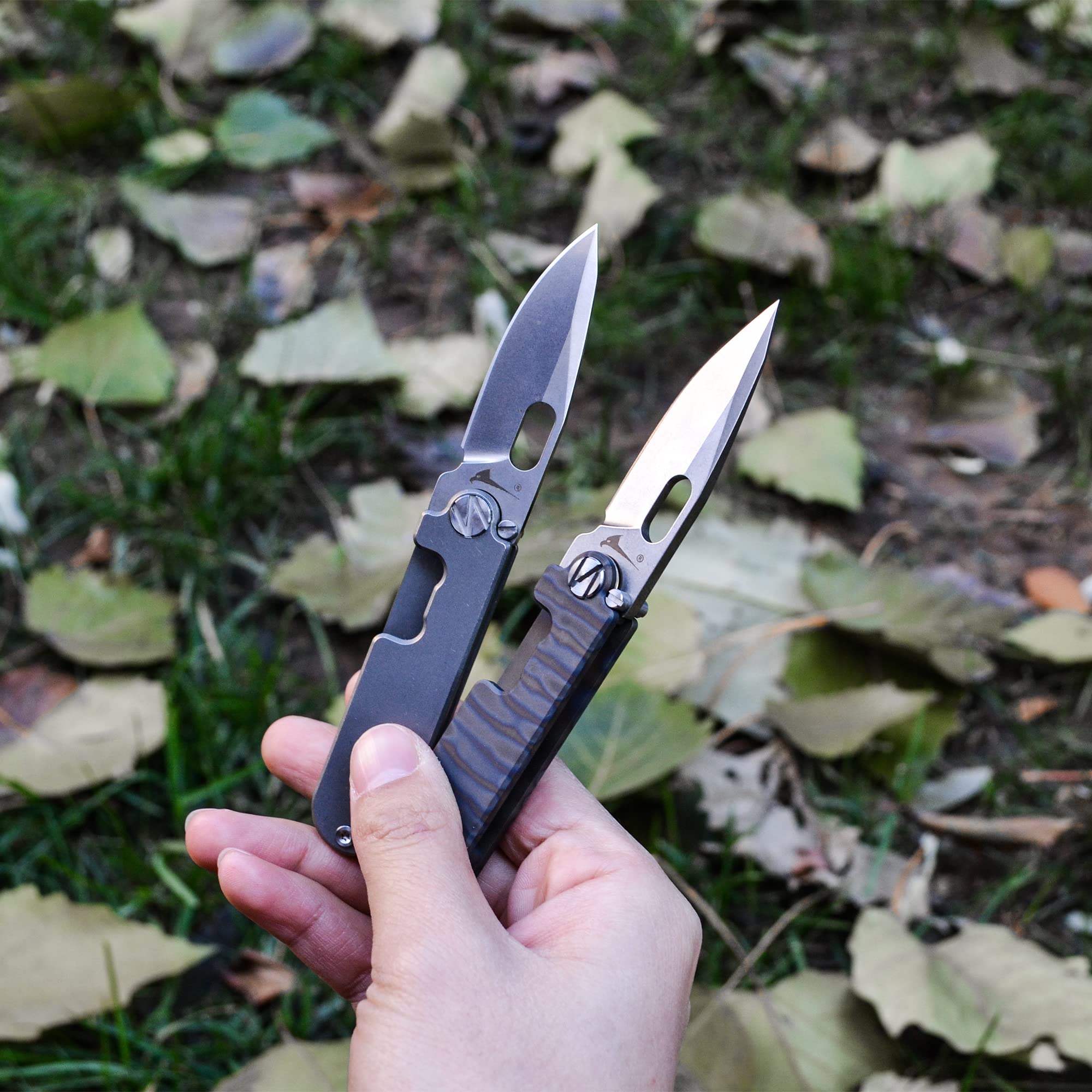 Premium Titanium Folding Pocket Knife - Lightweight, Durable EDC Knife for Camping, Hiking & Outdoor Adventures (Blue)