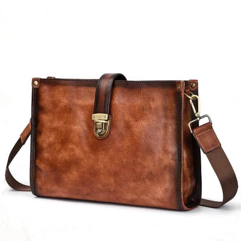 Vintage Genuine Leather Men's Office Briefcase - Professional Business Bag for Work, Travel & Daily Commute