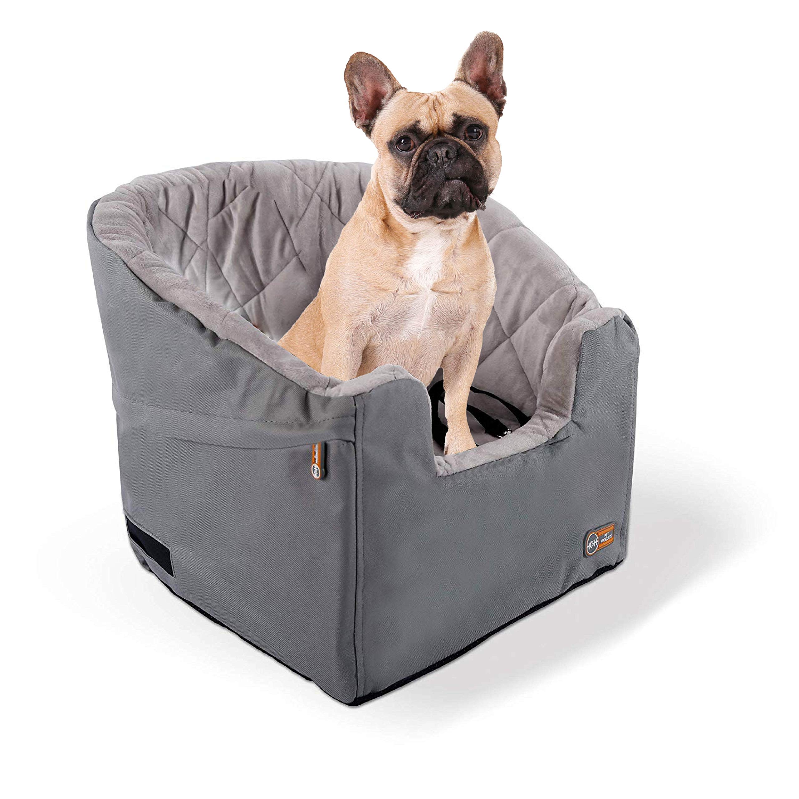 K&H Dog Car Seat Booster with Seat Belt - Washable & Sturdy for Small/Medium Dogs - Safe Travel Accessory