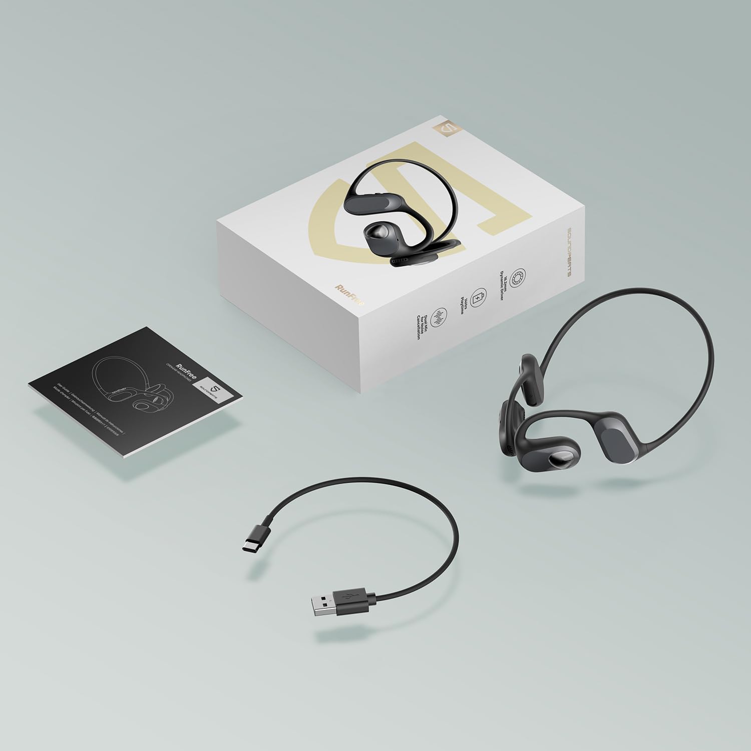 SoundPEATS RunFree Open Ear Wireless Headphones - Bluetooth 5.3 Sports Earphones with Air Conduction & 16.2mm Driver, 14H Playtime, Red Dot Award 2023 Winner - Perfect for Running, Cycling, Gym Workouts and Outdoor Activities