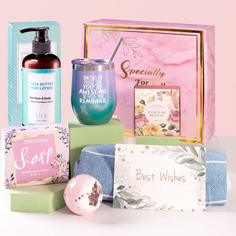 Best Relaxing Spa Gift Box for Women - Birthday Gifts for Wife, Mom, Sister, Girlfriend, Daughter & Best Friend - Luxury Self-Care Present with Glitter Gradation - Perfect for Mother's Day, Anniversary & Special Occasions