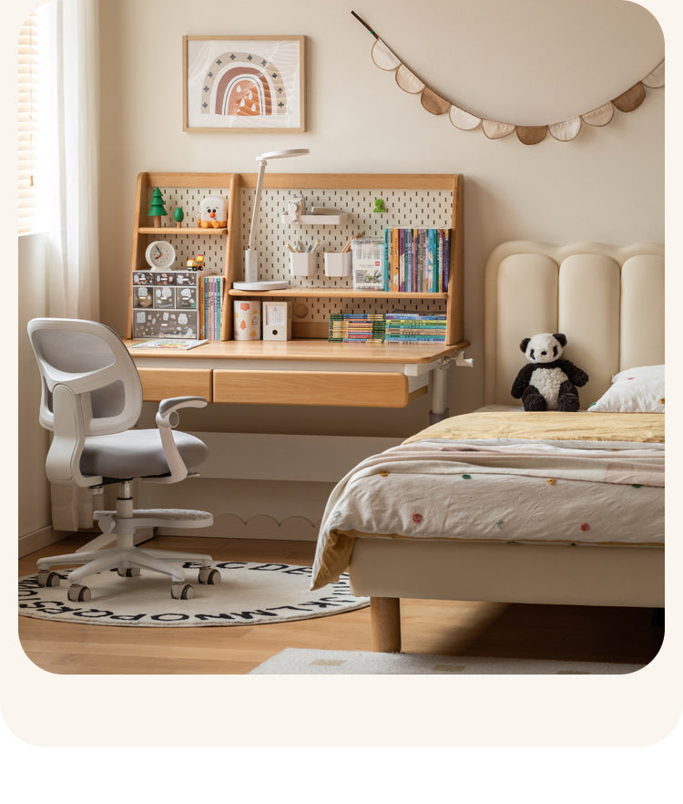 Solid Beech Wood Adjustable Lift Study Desk - Perfect for Home Office, Reading & Writing Workspace