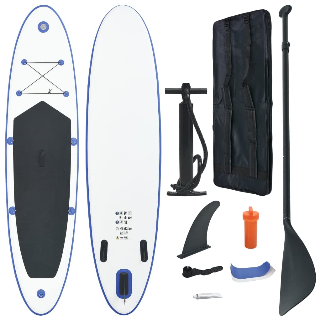**CHARMMA Inflatable Stand Up Paddle Board Set - 12.8KG Lightweight SUP Surfboard for Adults & Kids, Blue & White Design - Perfect for Lakes, Rivers & Ocean Paddling**