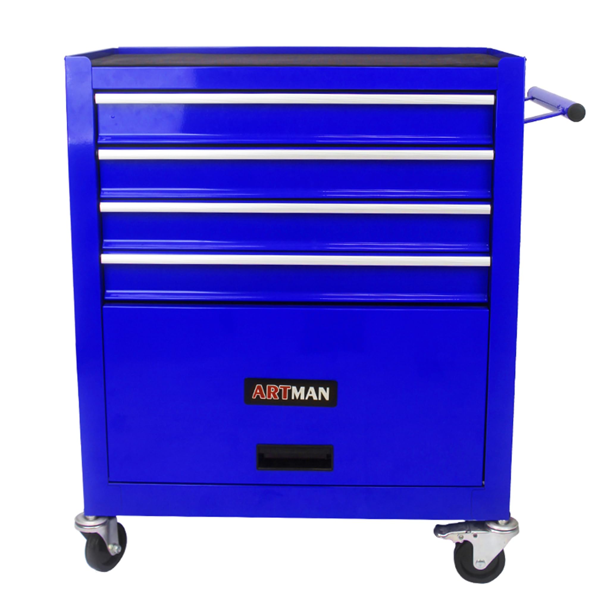 4-Drawer Metal Tool Cart with Interlock System & Wheels - Heavy Duty Rolling Tool Storage Cabinet for Mechanics - Garage, Workshop & Warehouse Organization (Blue) - Perfect for Auto Repair, Home DIY & Professional Tool Storage