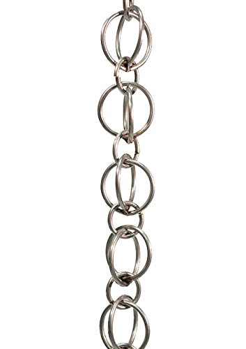 Stainless Steel Double Loop Rain Chain - 9 Feet Outdoor Garden Water Drainage Decor for Roof Gutters & Downspouts