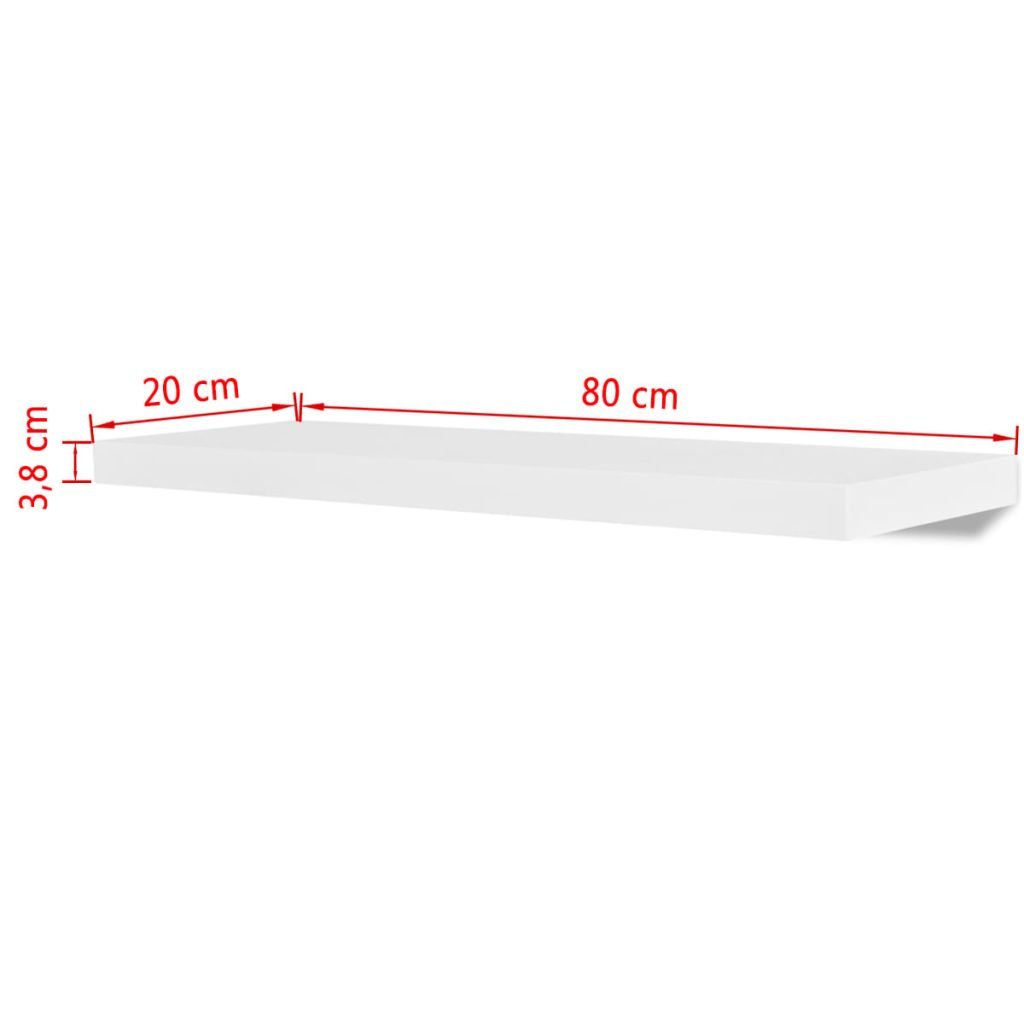 Festnight Set of 2 Floating Wall Shelves - White MDF Wall Mounted Display Shelf for Books, DVDs, Collectibles - 32
