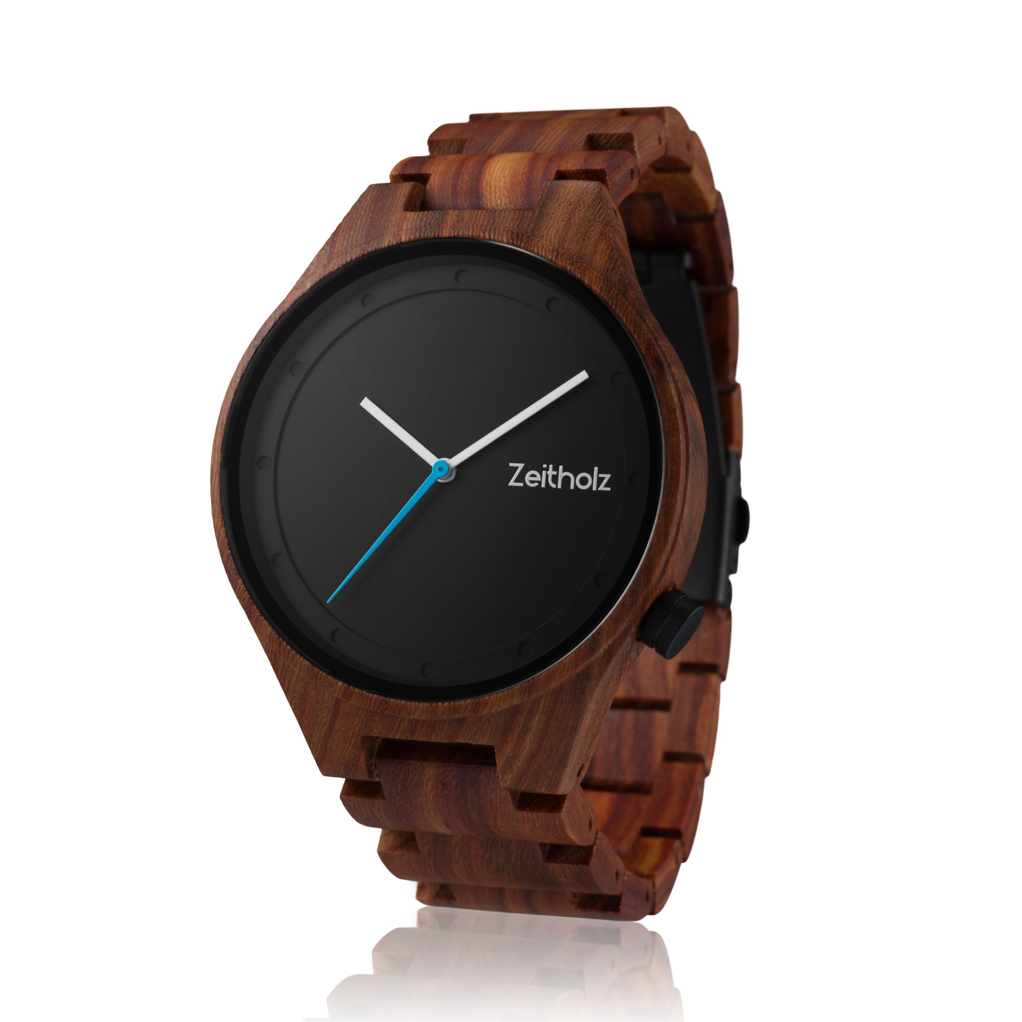 Zeitholz Men's Wooden Watches - 100% Natural Wood, Japanese Quartz Movement, Big Face Analog Watch (42mm) - Perfect for Casual Wear, Outdoor Activities & Unique Gifts - Stolpen Collection