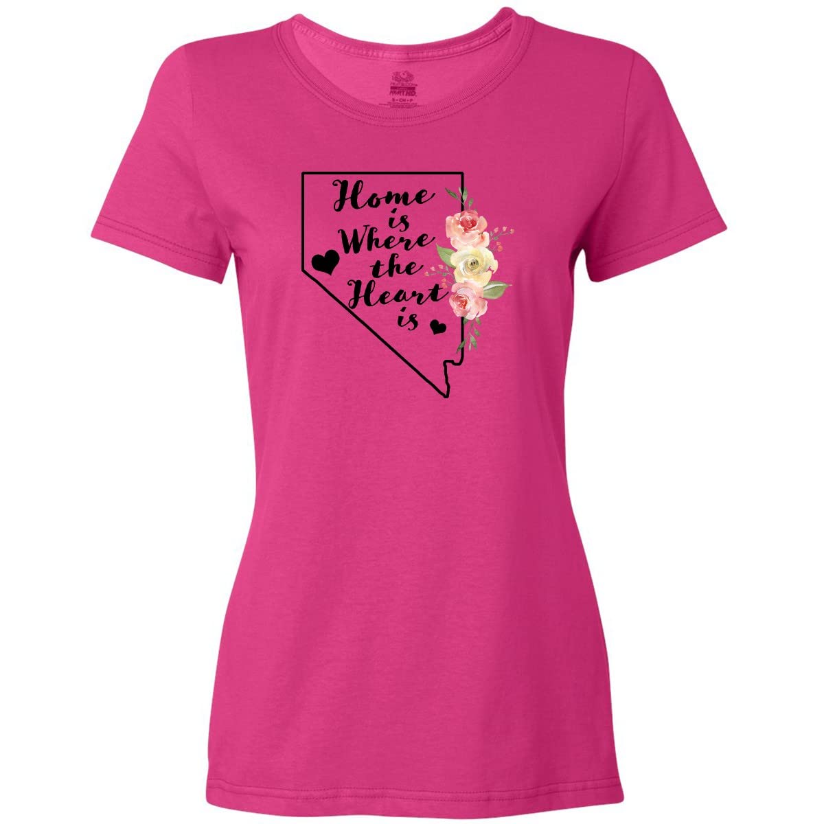 Inktastic Nevada Home is Where The Heart is Watercolor Graphic Women's T-Shirt | Soft Cotton Tee for Casual Wear, Travel & Everyday Comfort