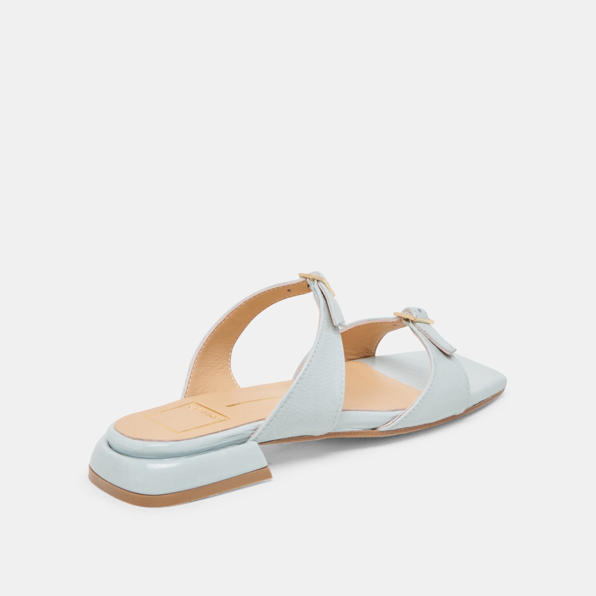 Lavern Sandals for Women - Ice Blue Crinkle Patent Leather Summer Sandals - Comfortable Casual & Beach Footwear for Outdoor Activities