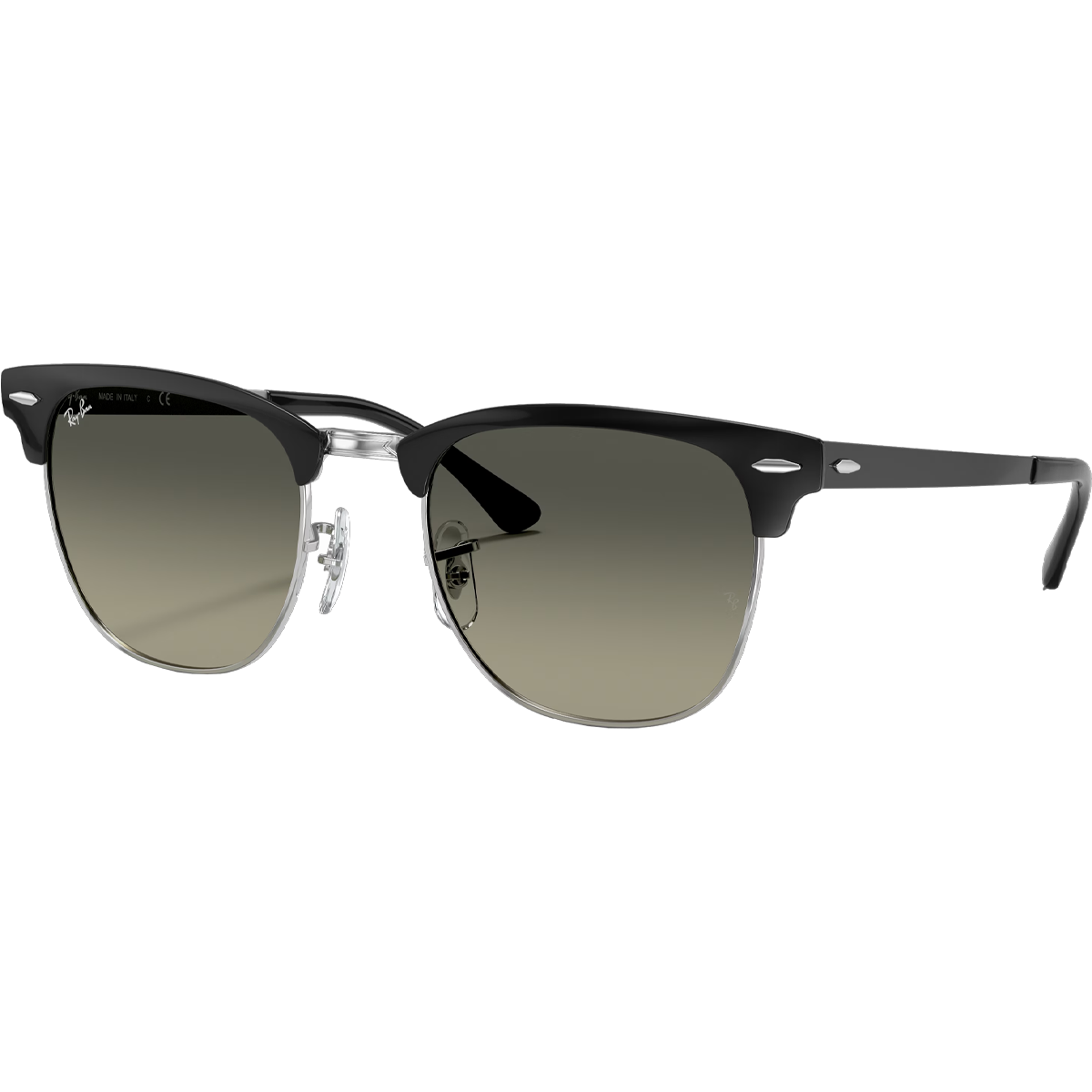 Ray-Ban Clubmaster Metal Sunglasses - Polished Black Frame with Silver/Grey Gradient Lenses | Classic Retro Style for Men & Women | Perfect for Driving, Outdoor Activities & Fashion Accessories