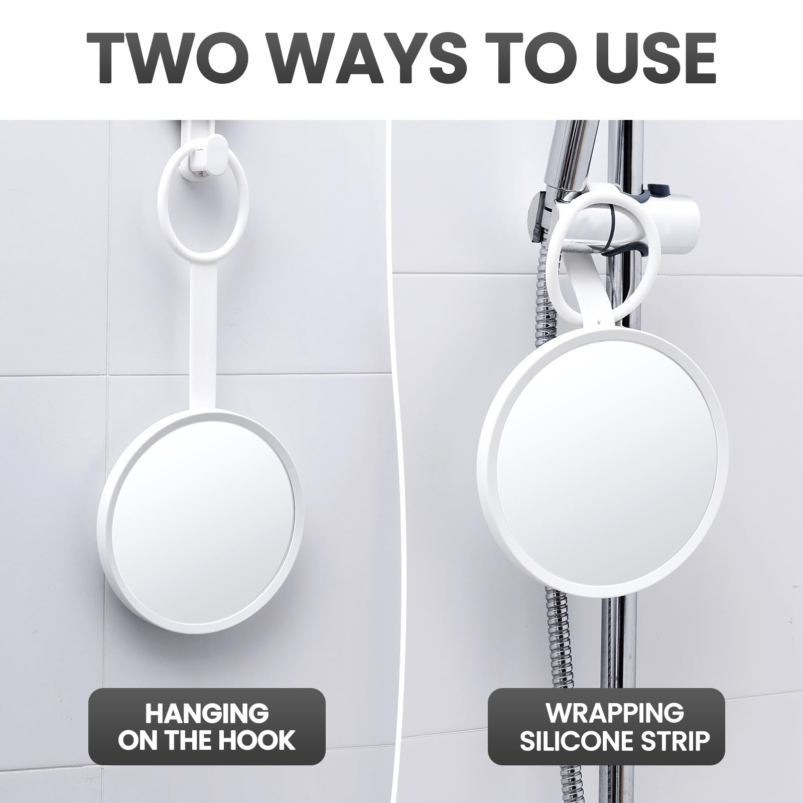 Fogless Shower Mirror for Shaving - Anti Fog Bathroom Mirror with Adjustable Suction Cup, Travel Friendly & Shatterproof - Perfect for Men & Women (White) | Ideal for Home, Travel, Camping & Gym Use