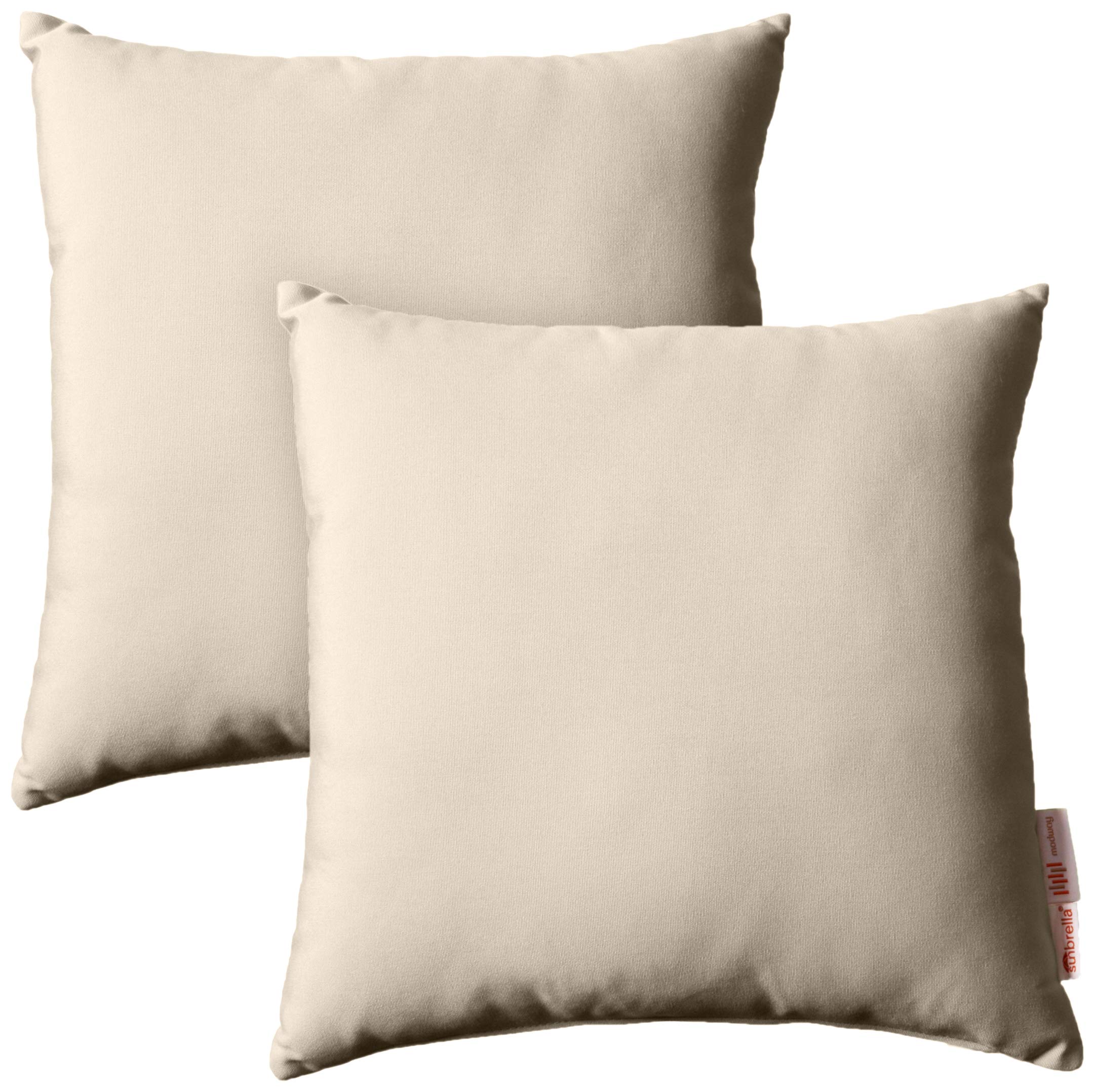 Modway Summon Outdoor Patio Throw Pillows - 2 Pack All-Weather Decor, Sunbrella® Fabric in Beige - Perfect for Patio, Garden, and Poolside Relaxation