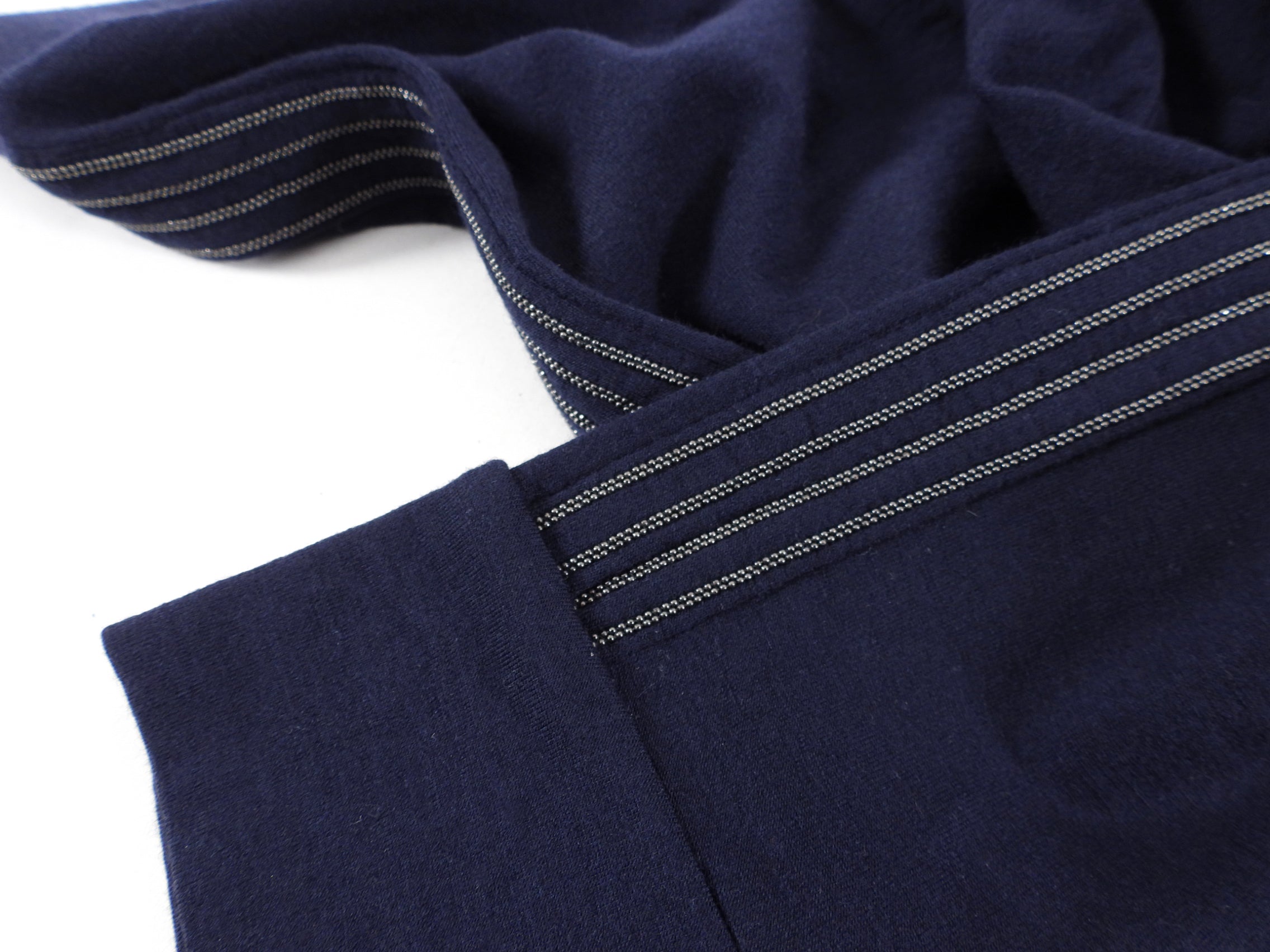 Brunello Cucinelli Navy Blue Wool Monili Bead Leggings - Women's Size IT40 / US 4 - Perfect for Winter Fashion & Luxury Office Wear