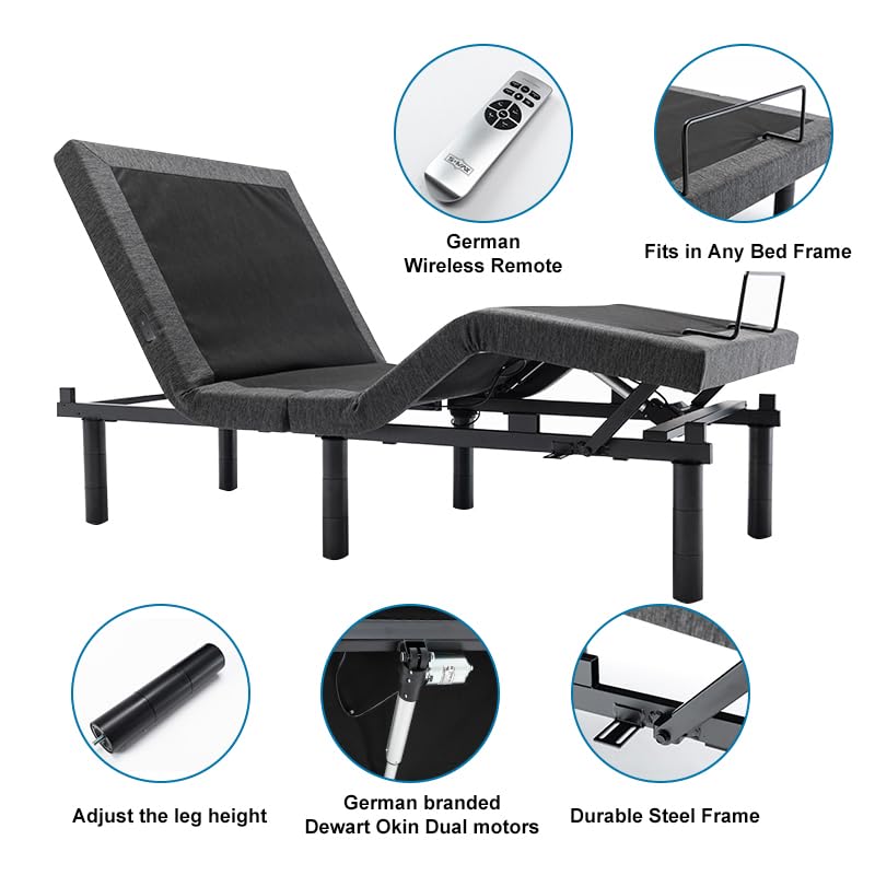 S*MAX Full Size Adjustable Bed Frame with Dual Motors, USB Ports & Wireless Remote - Zero Gravity, Anti-Snoring, Head/Foot Incline - Perfect for Home, Office & Guest Room Comfort
