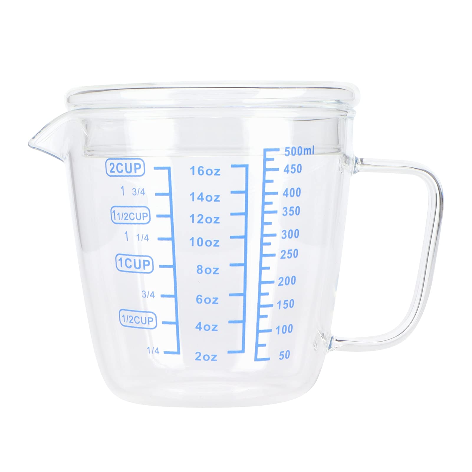 **500ML Borosilicate Glass Measuring Cup with Handle - Precise Liquid Measuring for Baking, Cooking & Mixing - Durable & Portable Kitchen Essential**