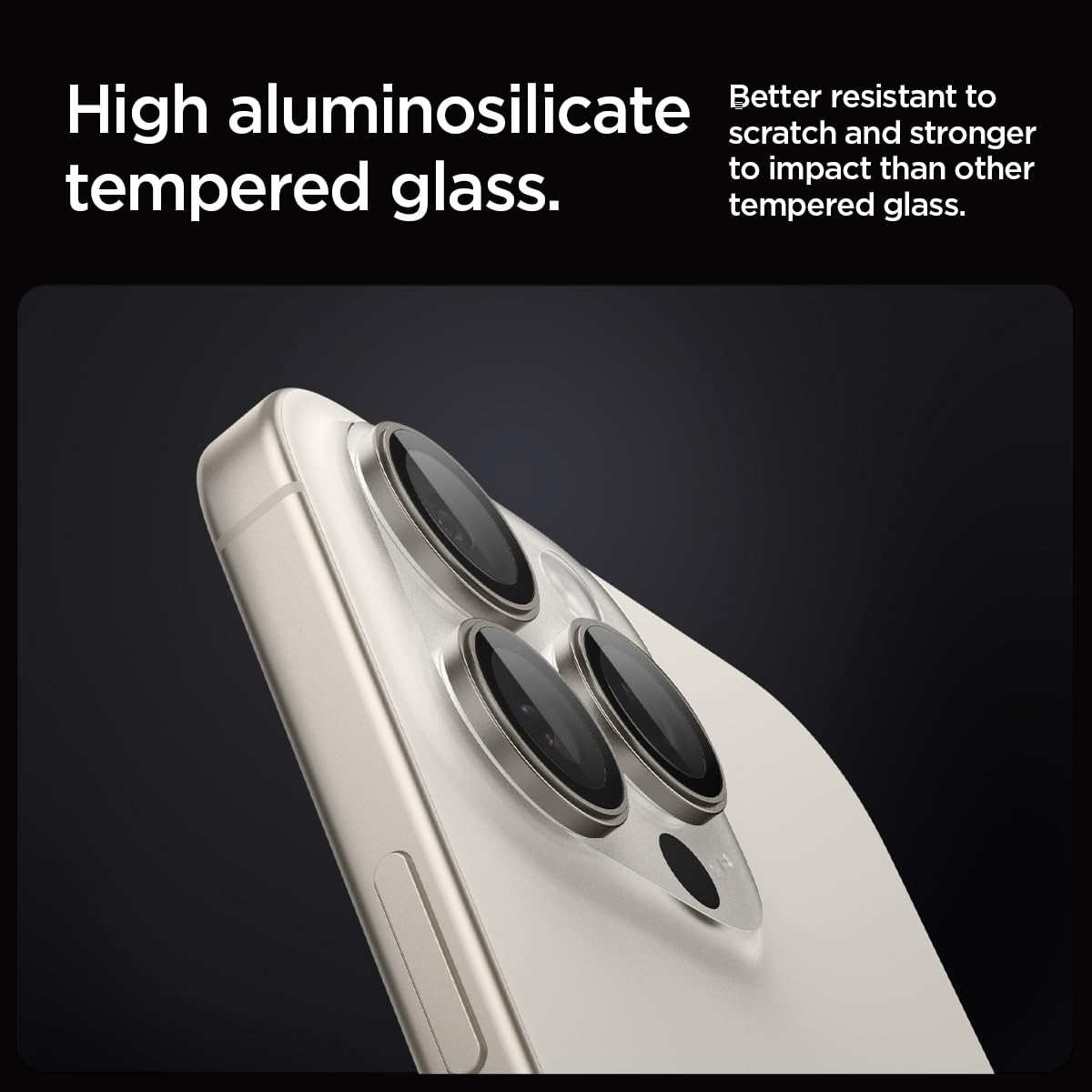 Spigen Camera Lens Screen Protector [GlasTR EZ Fit Optik Pro] for iPhone 16 Pro Max/16 Pro/15 Pro Max/15 Pro - Case Friendly, Anti-Scratch, HD Clarity (2 Pack, Natural Titanium) - Perfect for Outdoor Photography & Travel Protection