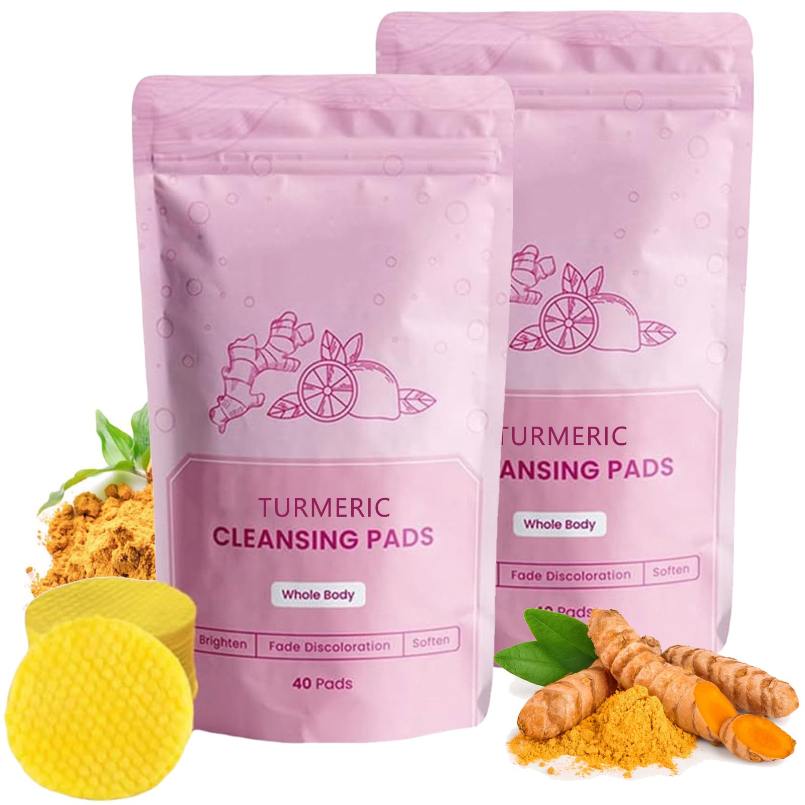 Turmeric Cleansing Pads for Face - Exfoliating Facial Scrub to Balance Skin Oil & Moisture | Gentle Daily Skincare for Acne, Dark Spots & Glowing Complexion