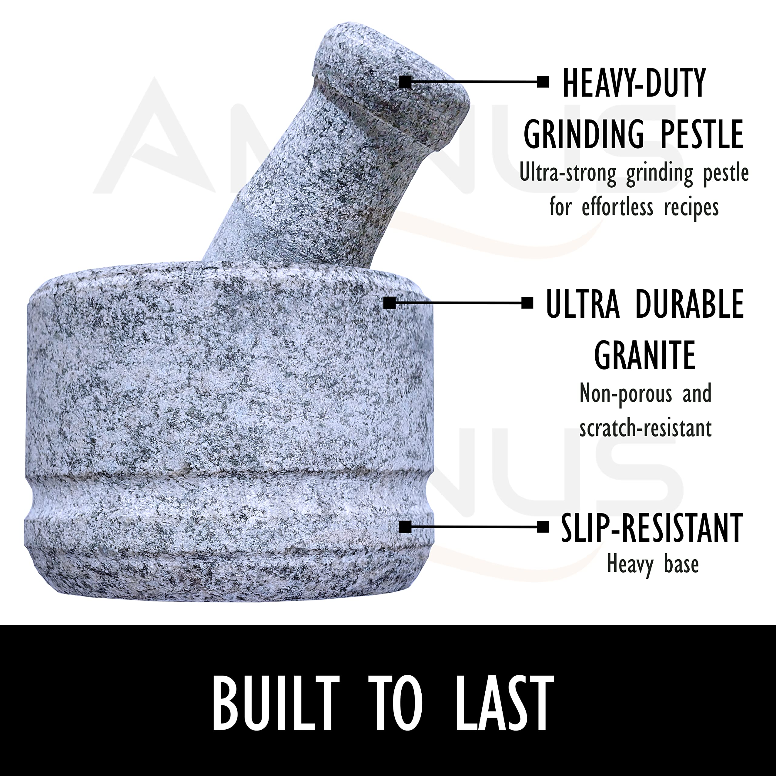 Premium Granite Mortar and Pestle Set - 5