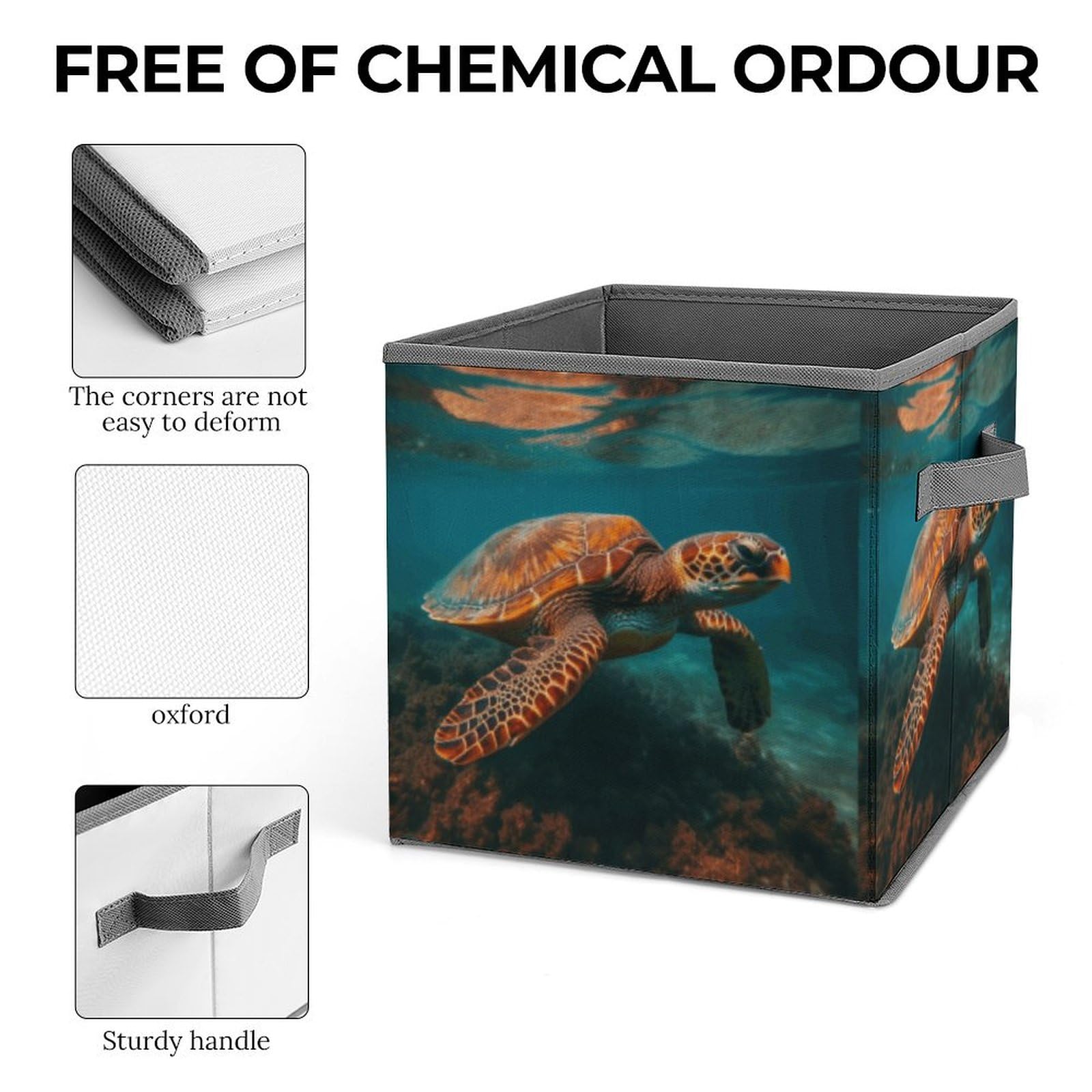 Collapsible Turtle Storage Bins with Handles - Organizing Baskets for Home & Office