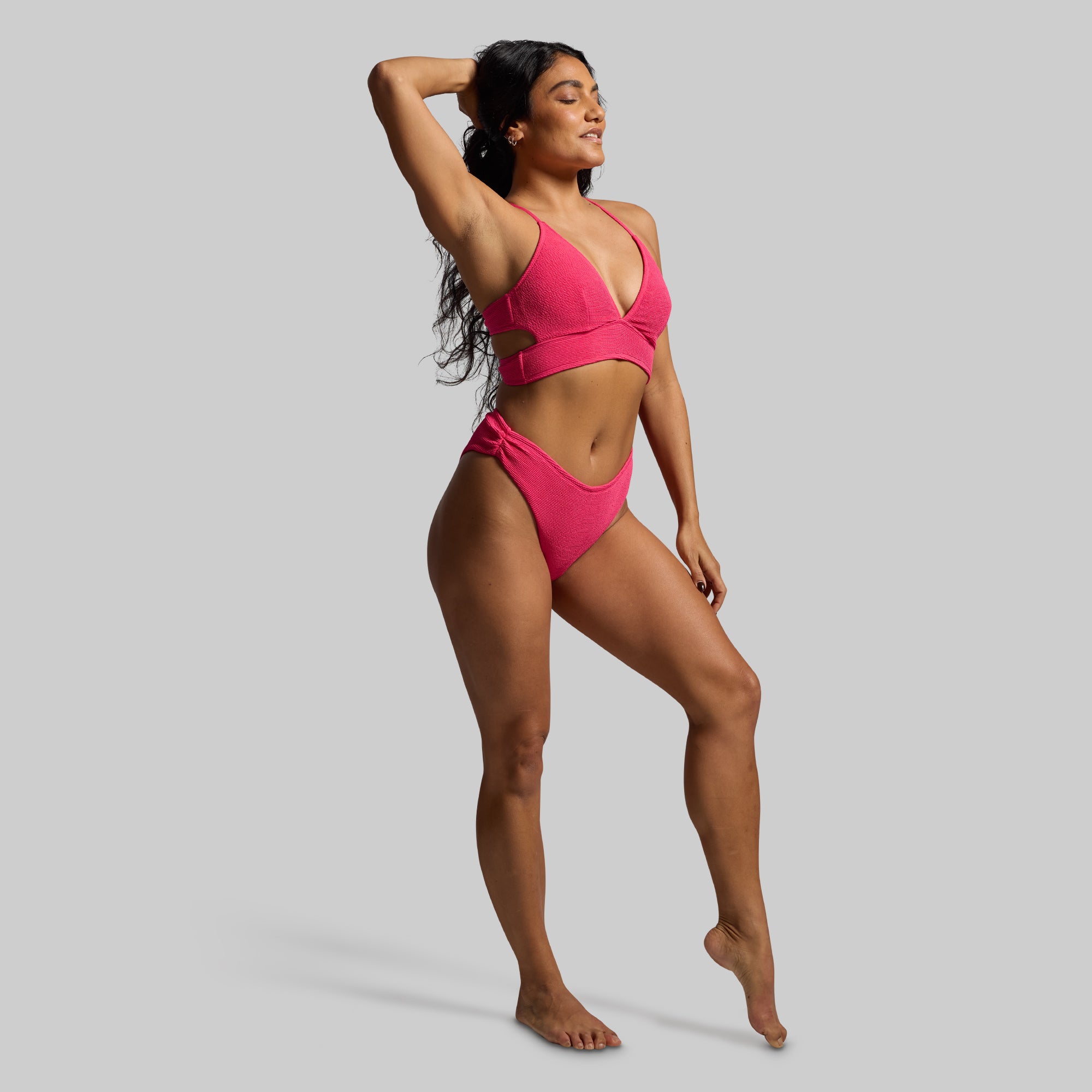 Solstice Crinkle Bikini Set - Raspberry Sorbet Color | Sexy Swimwear for Women | Perfect for Beach Vacations, Pool Parties & Summer Getaways